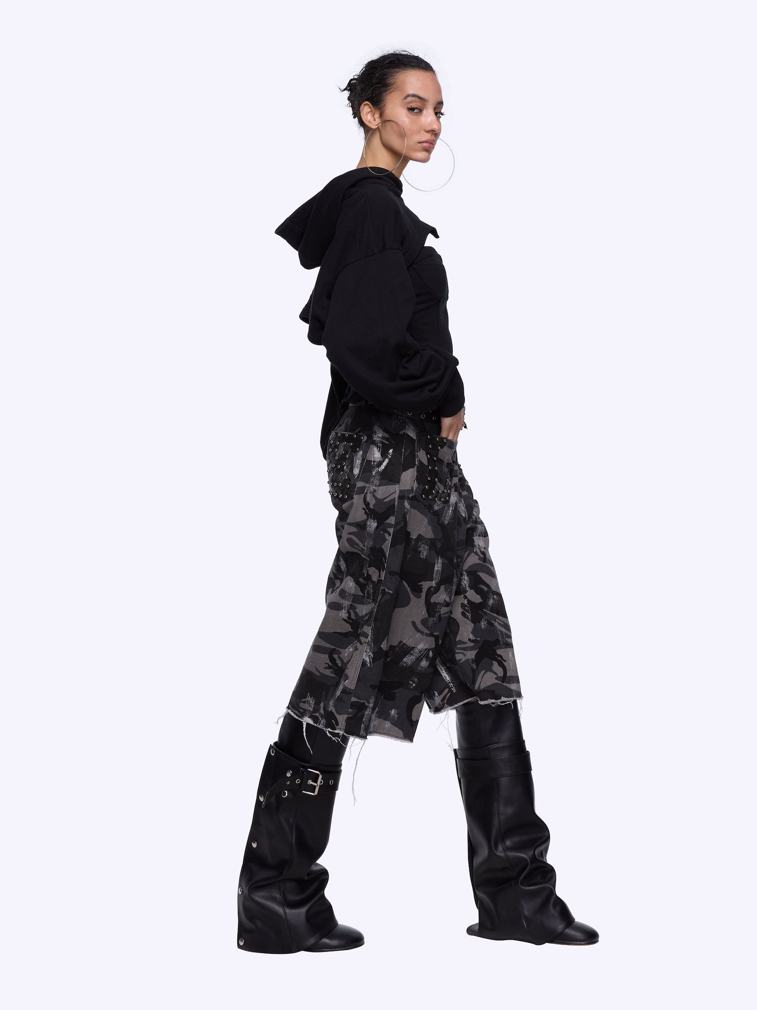 24ans Two Piece Hoodie Set With Crop Top In Two Colors