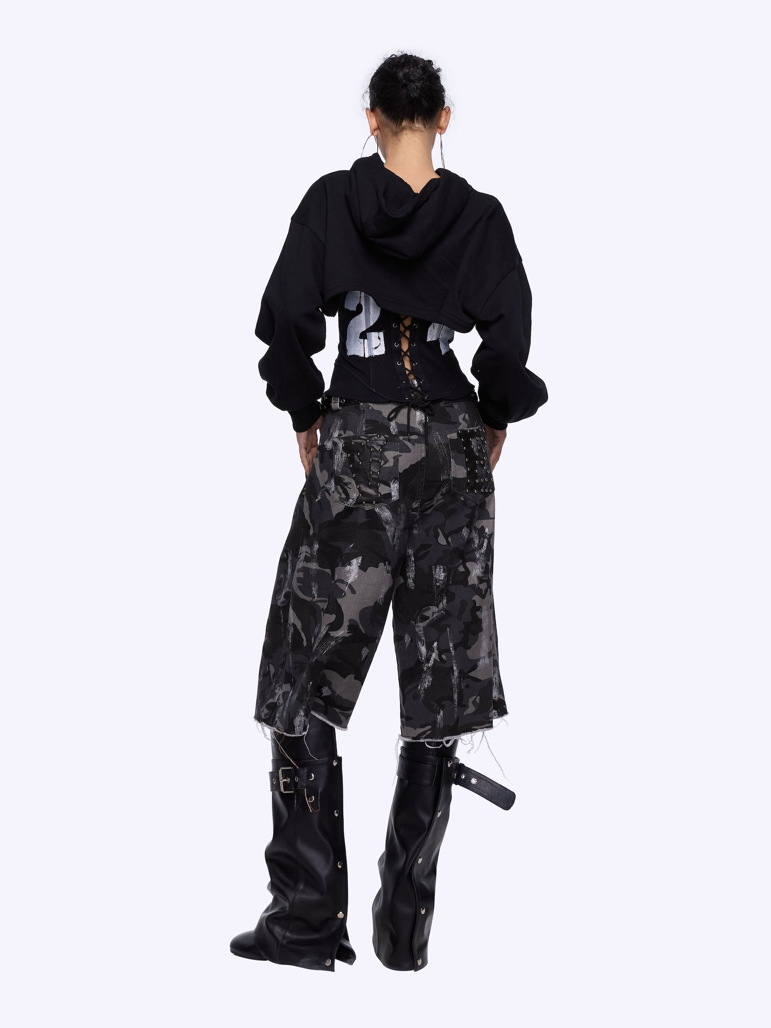 24ans Two Piece Hoodie Set With Crop Top In Two Colors
