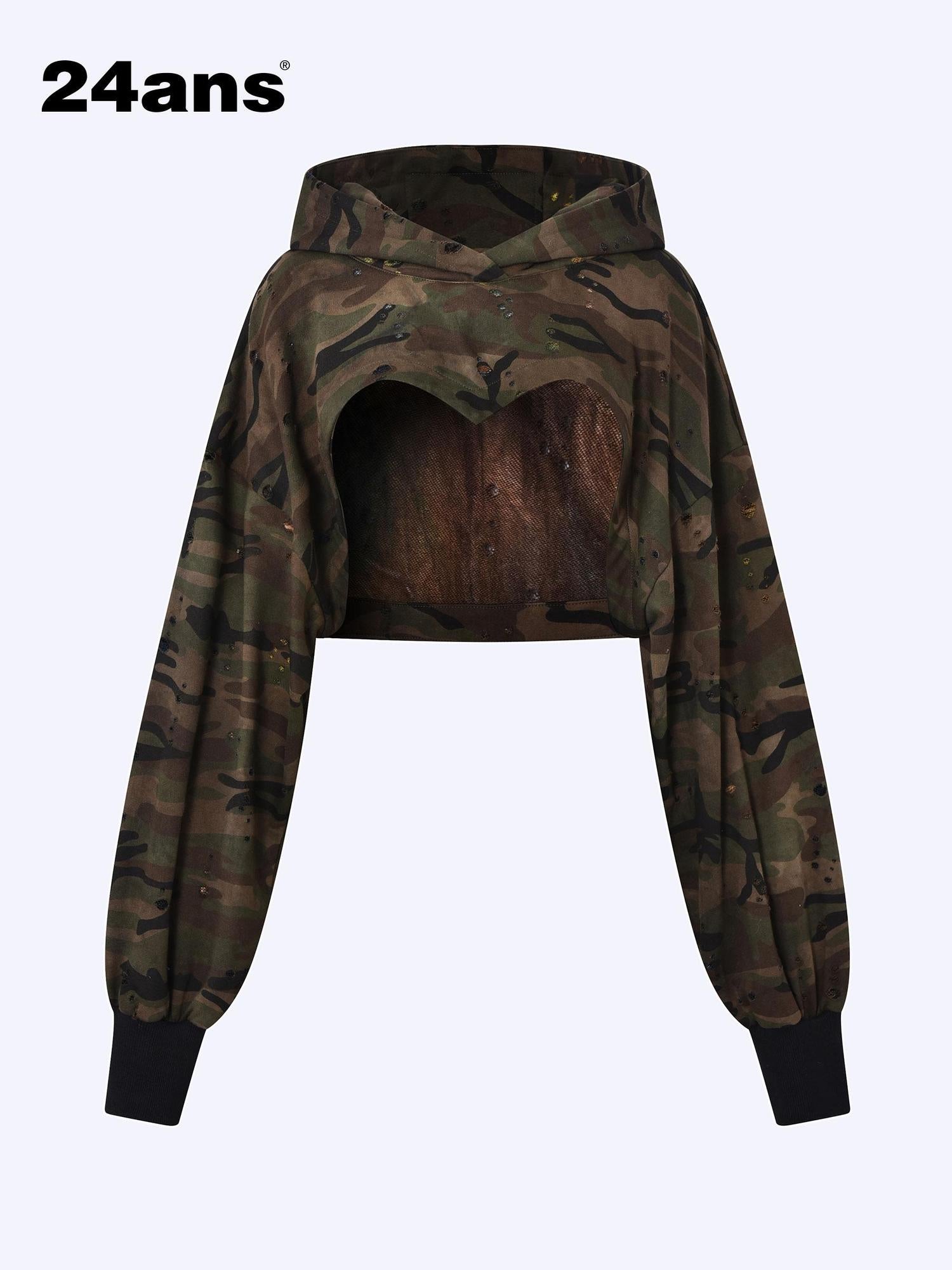 24ans Two Piece Hoodie Set With Crop Top In Two Colors