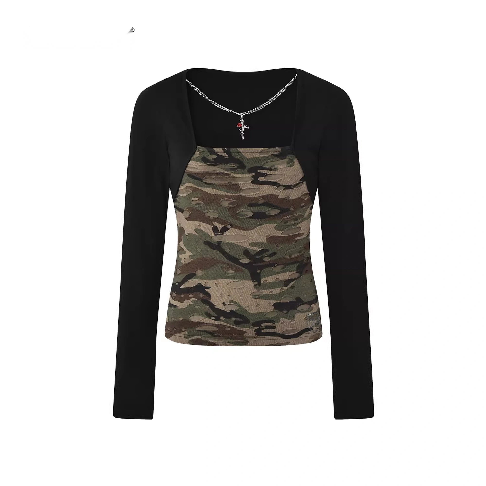 24ans_Two_Tone_Detachable_Neckline_Punk_Knit_Top_MISSTT