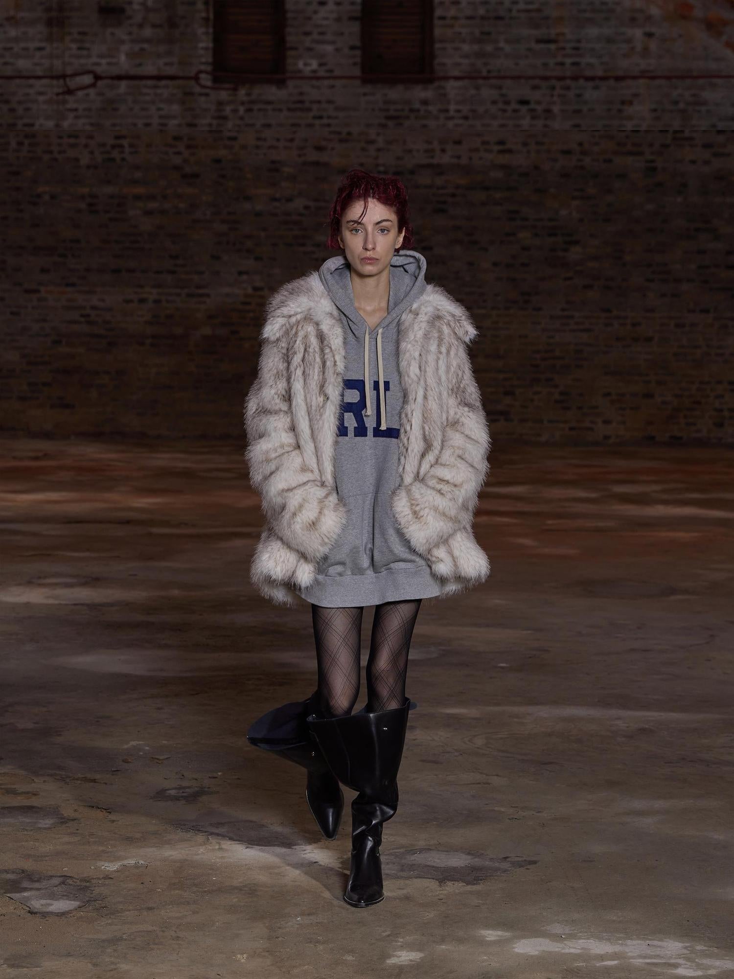 24ans Two Tone Dyed Faux Fur Jacket Punk Style