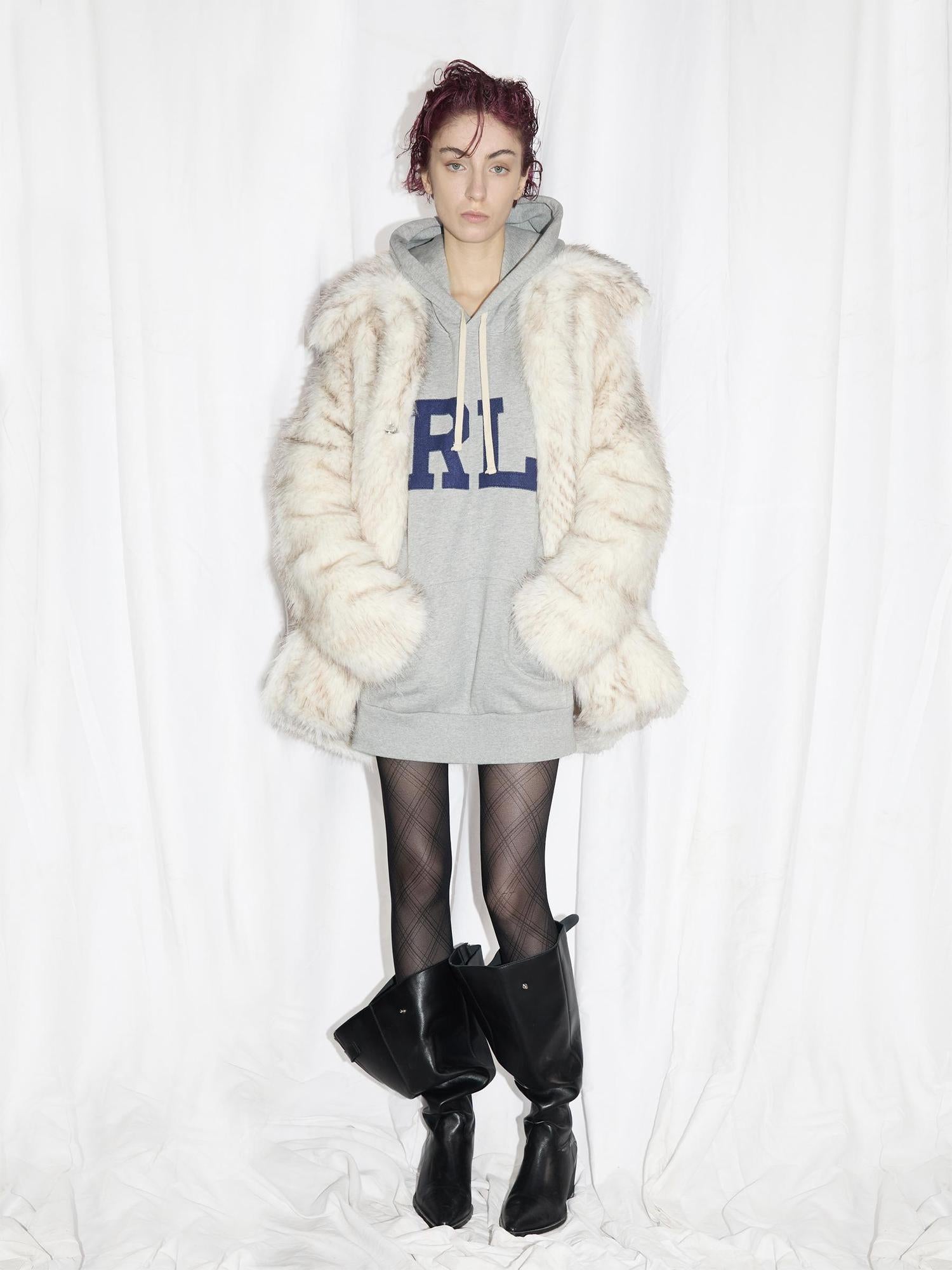 24ans Two Tone Dyed Faux Fur Jacket Punk Style