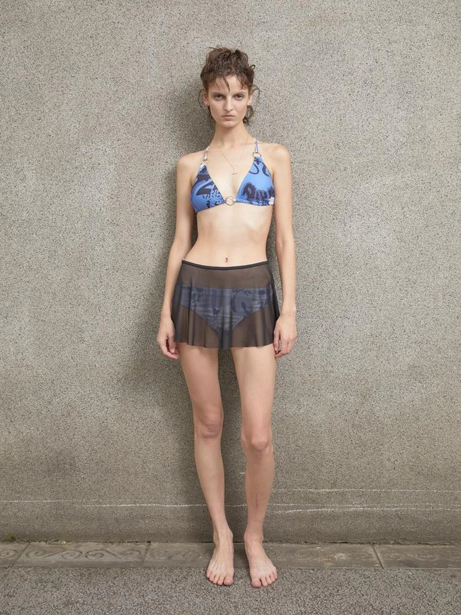 Vacationing Blue Floral Print Swimsuit Set