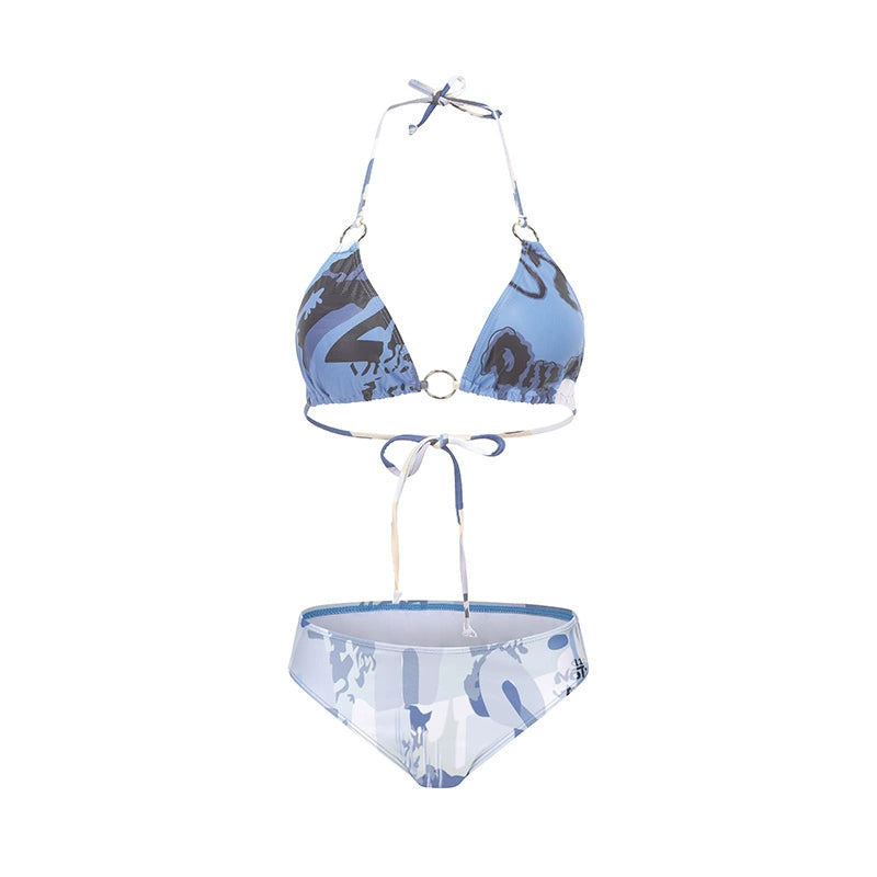 24ans Vacationing Blue Floral Print Swimsuit Set MISSTT