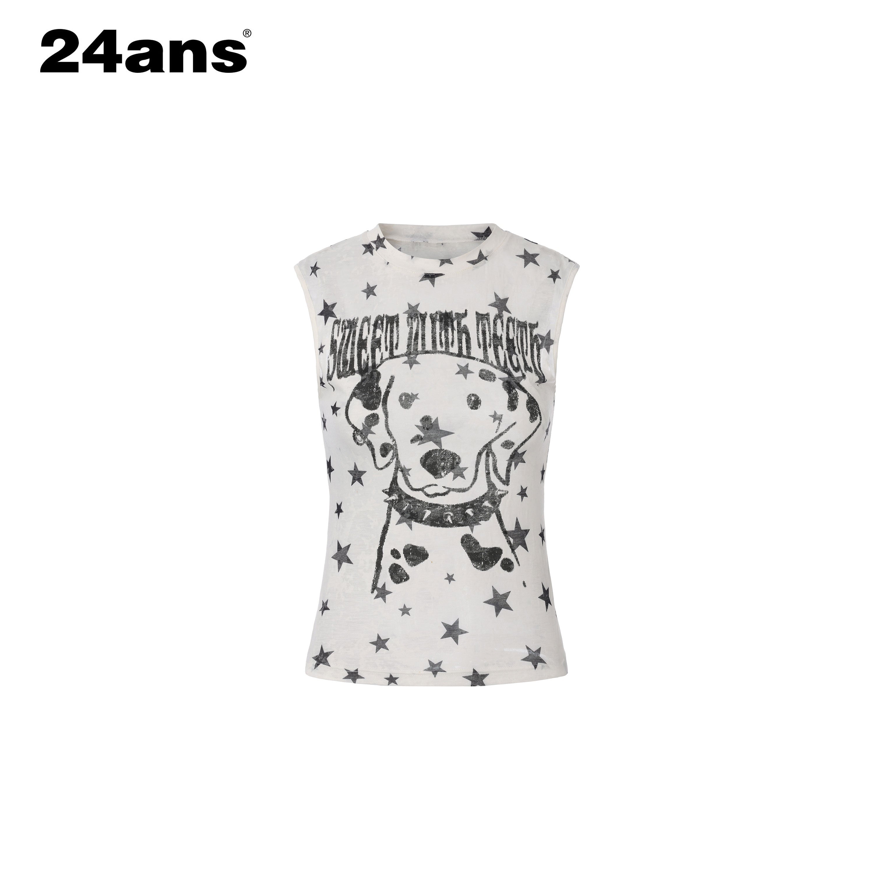24ans_White_Vertical_Rib_High_Stretch_Printed_Racerback_Women&