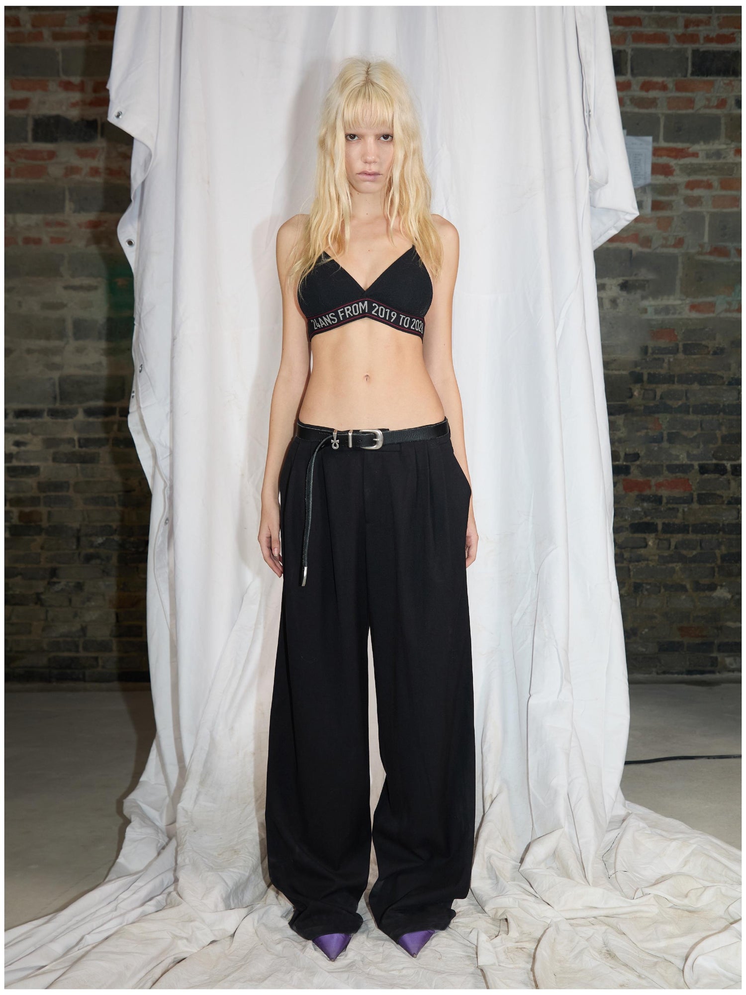 24ans Wrinkle Resistant Tapered Trousers with Flowy Silhouette