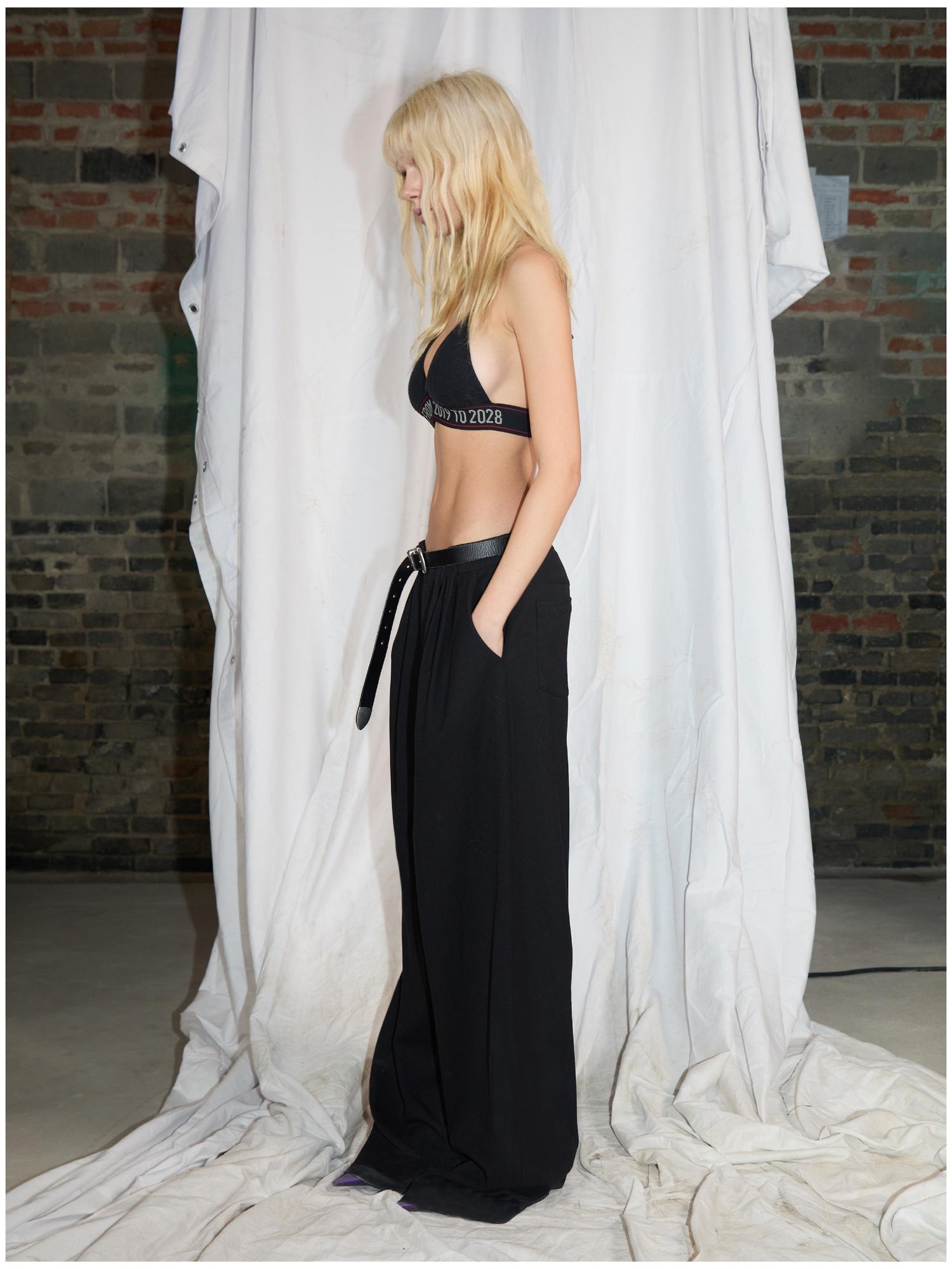 24ans Wrinkle Resistant Tapered Trousers with Flowy Silhouette