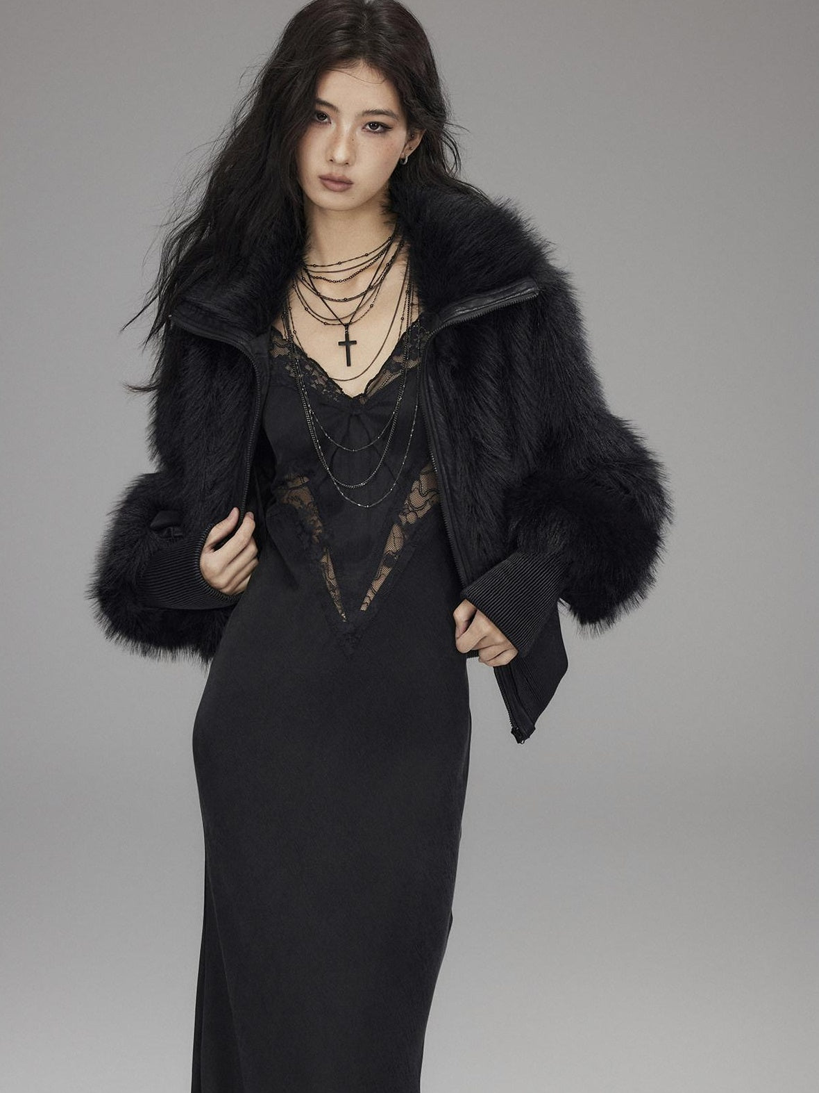 Low pixel Warm Thick Black Sexy Slim Fit Spandex Zipper Lapel Women Cropped Jackets
