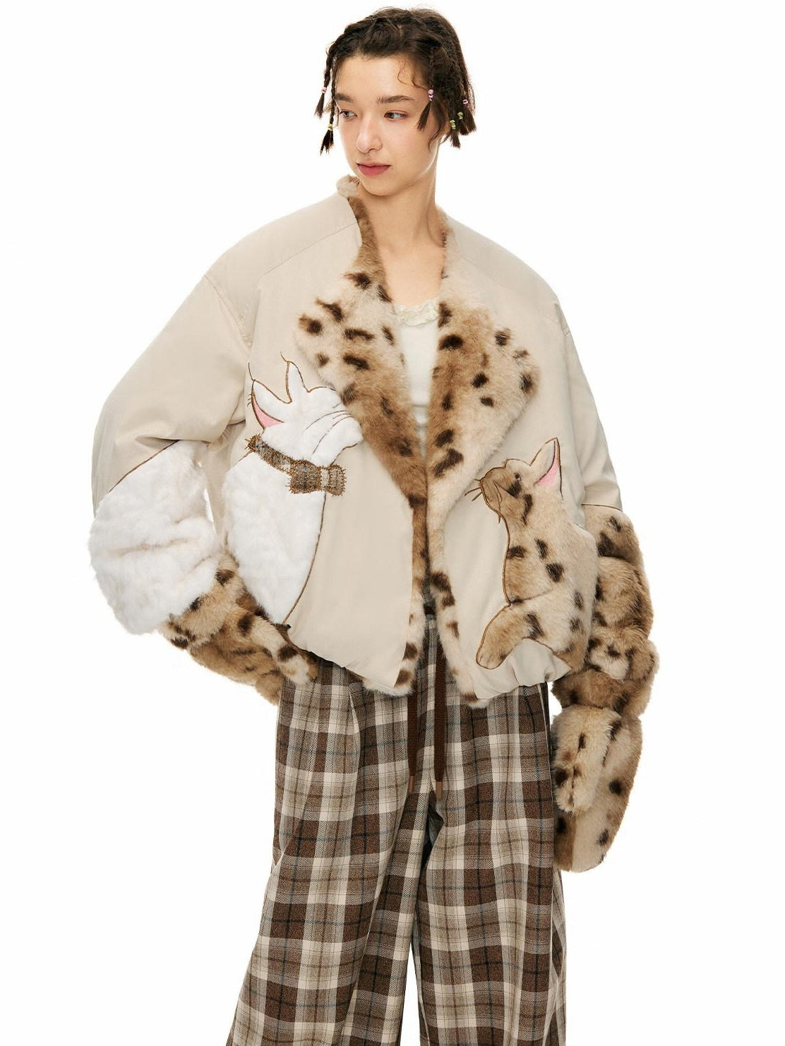 OuttheBlue 90 Percent Duck Down Warm Thick Casual Loose Short Lapel Women Down Jackets