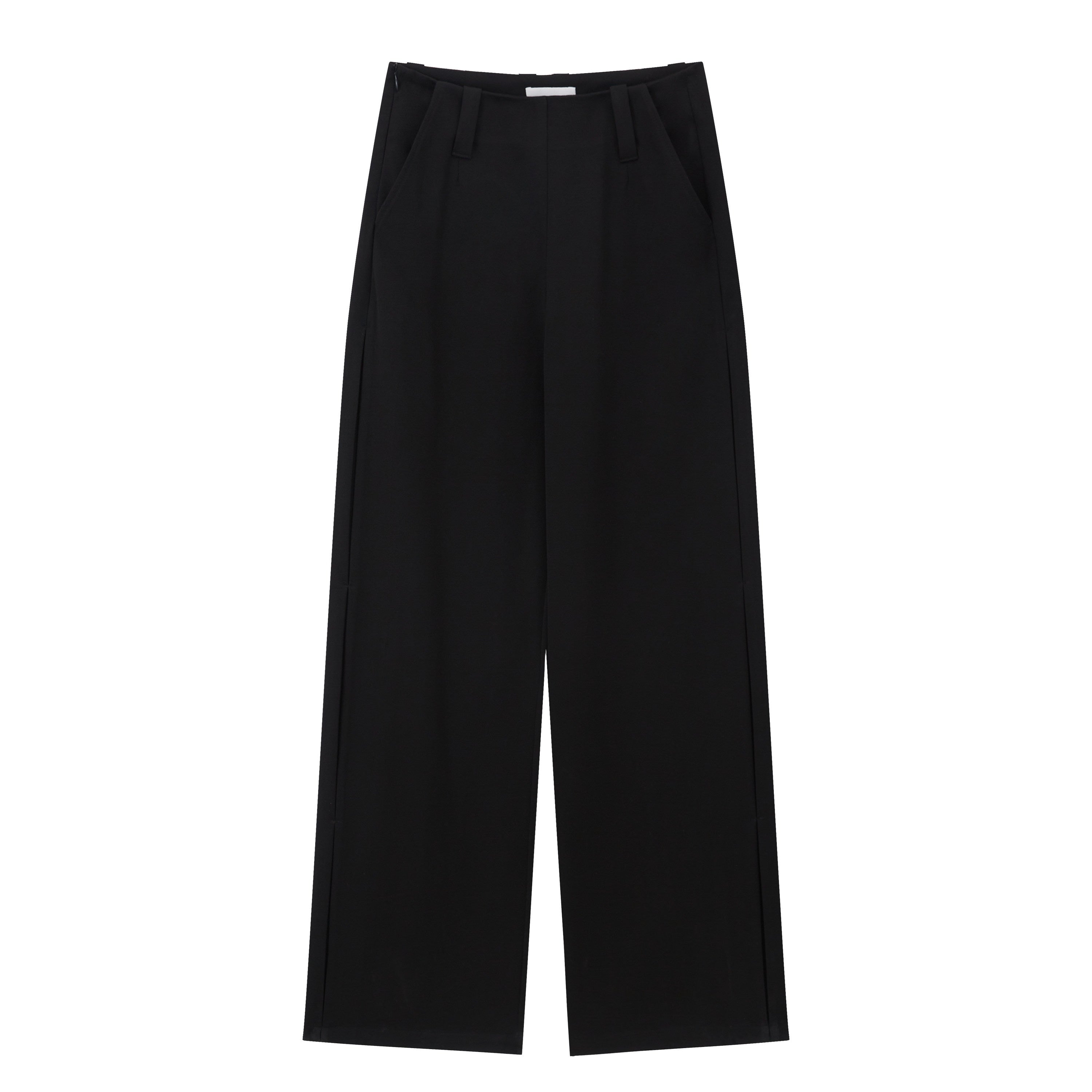RUN_TO_THE_FUTURE_Original_Pocketed_Low_Rise_Zip_Fly_Stretch_Black_Women_Straight_Pants_MISSTT