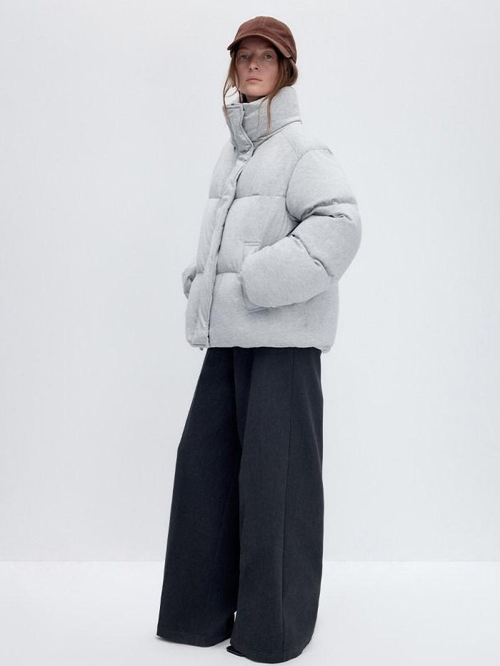 RUN TO THE FUTURE Warm 90 Percent White Duck Down Retro Straight Fit Cotton Gray Down Jackets