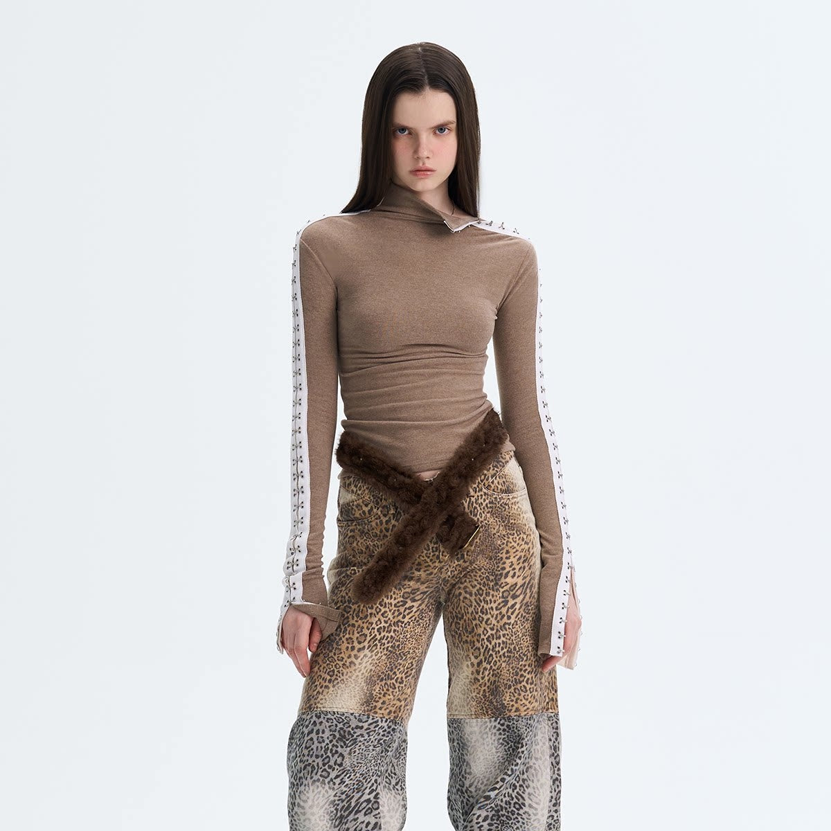 The_NeverMore_Brushed_Viscose_Spandex_Sexy_Slim_Half_Open_Collar_Long_Sleeve_Crop_Tops_MISSTT