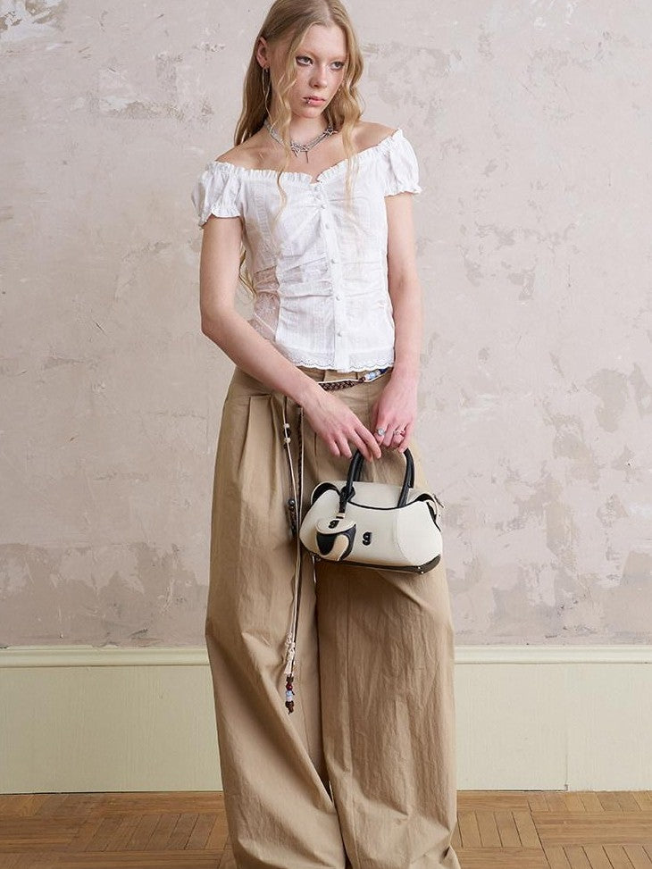 DIDDI MODA White Lace Top Petal Hem Skirt Women&