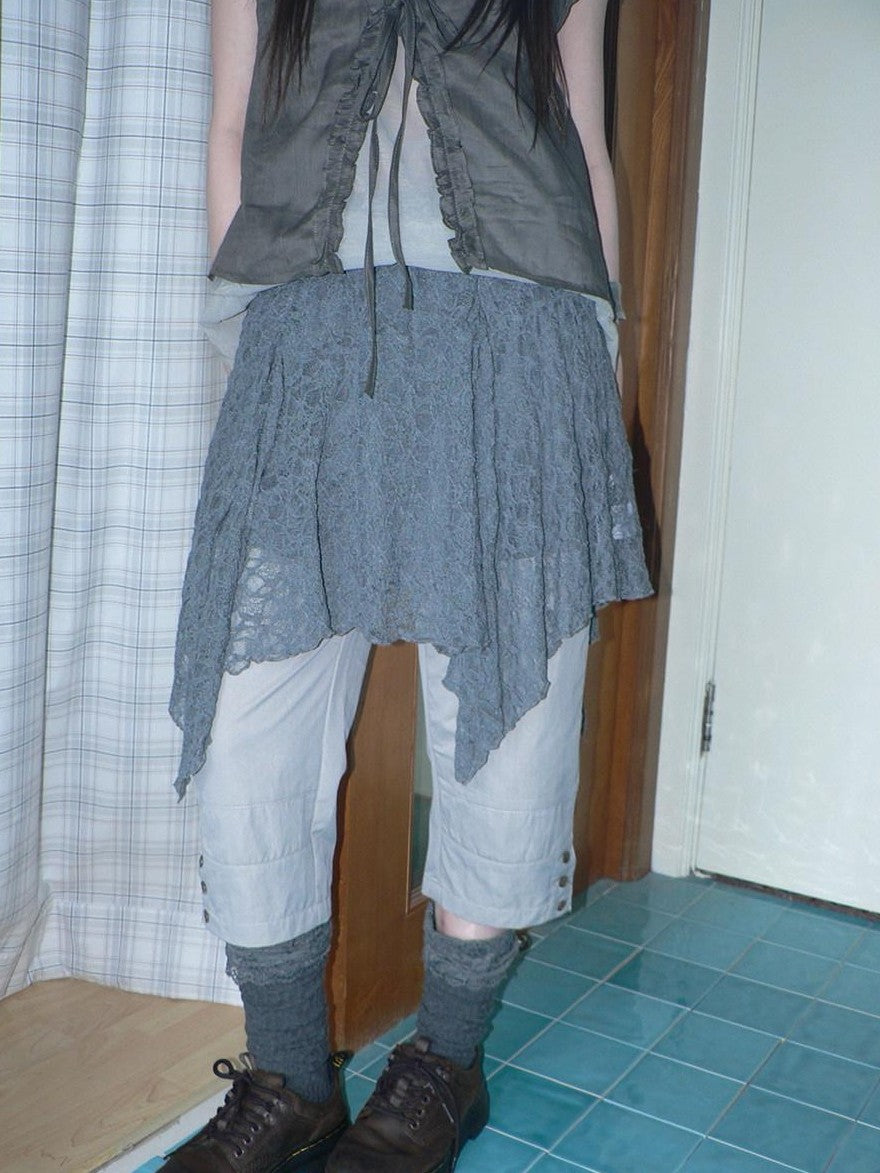 ang project Gray Patchwork Gathered Irregular Layered A Line Women&