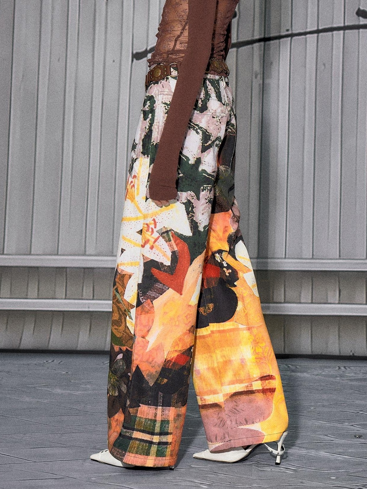 The NeverMore Sexy Mid Low Waist Hot Girl Floral Printed 100 Percent Cotton Wide Leg Pants