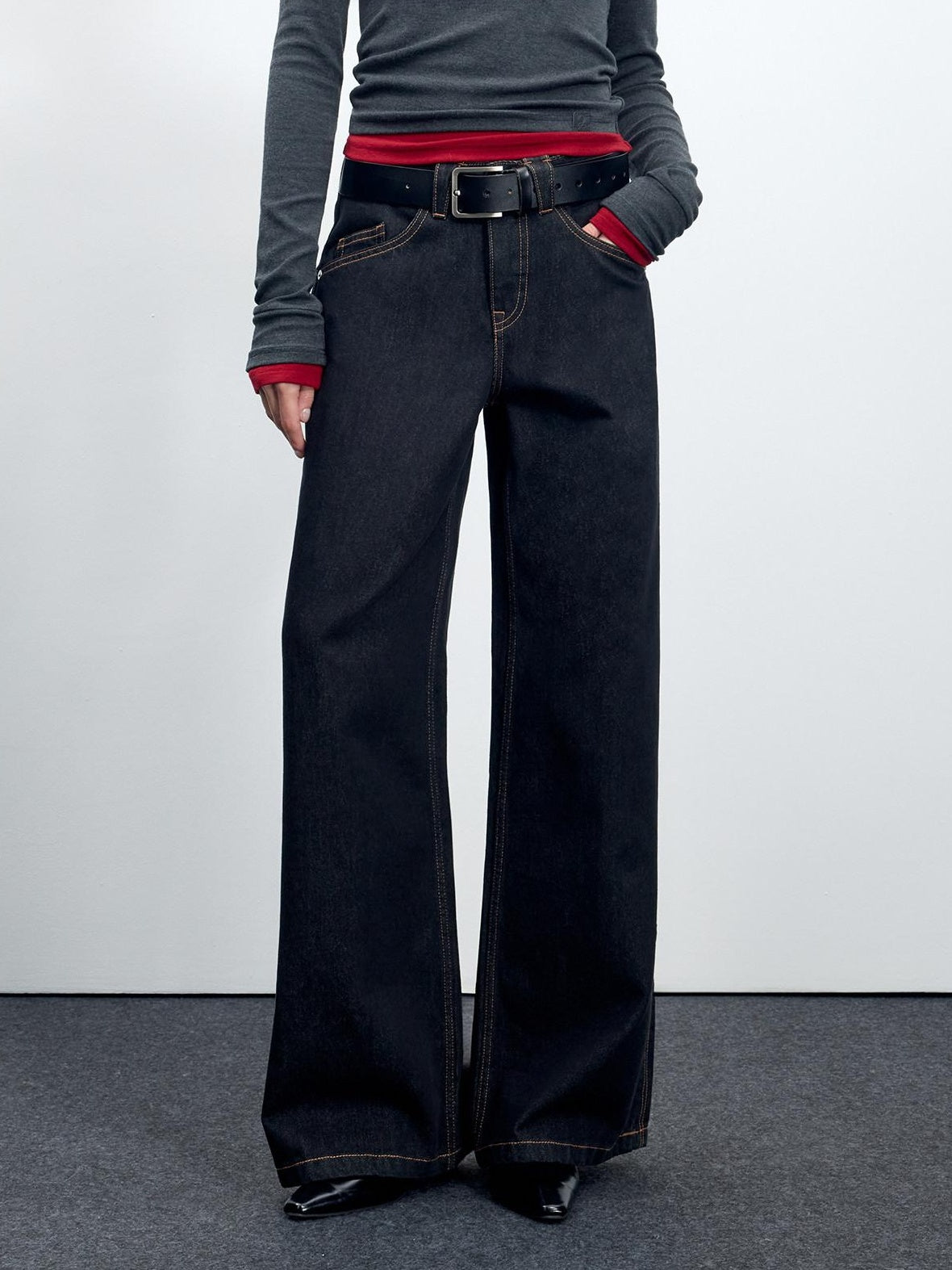 RUN TO THE FUTURE Casual Relaxed Dark Wash Cotton Natural Waist Zip Fly Denim Straight Jeans
