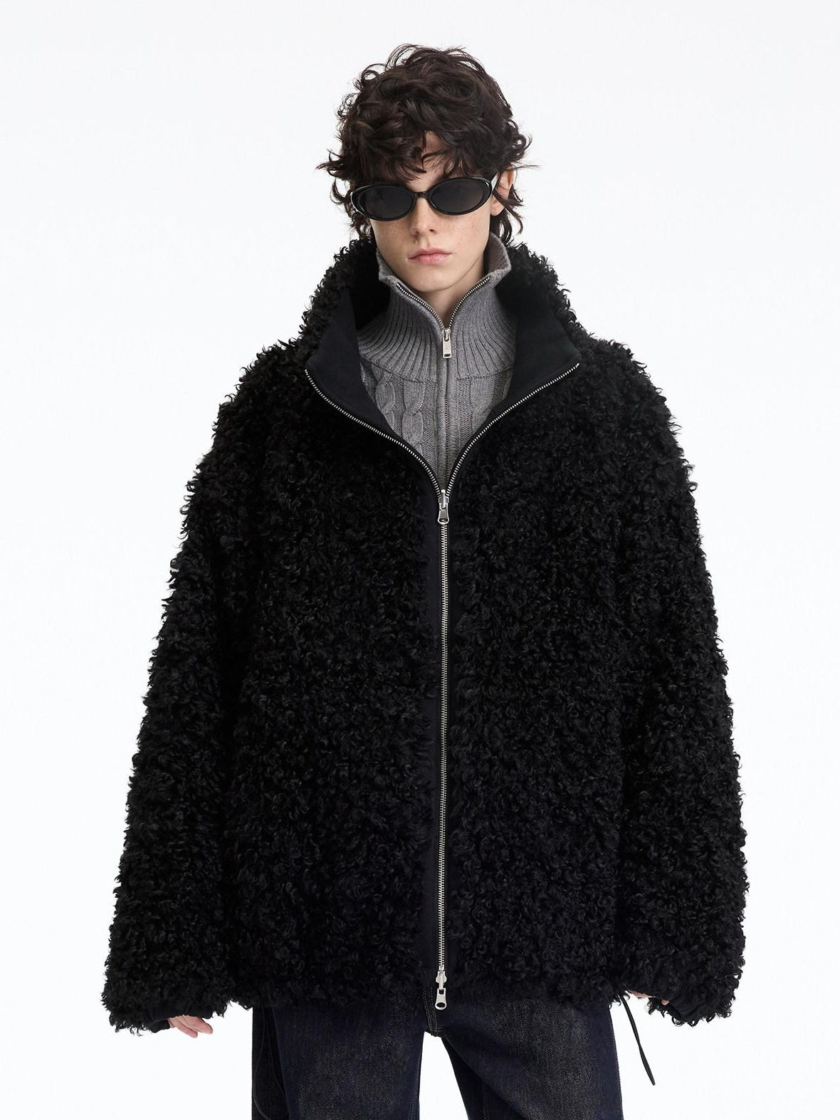 RUN TO THE FUTURE Reversible Fleece Lined Loose Fit Long Vintage Black Womens Puffer Jackets