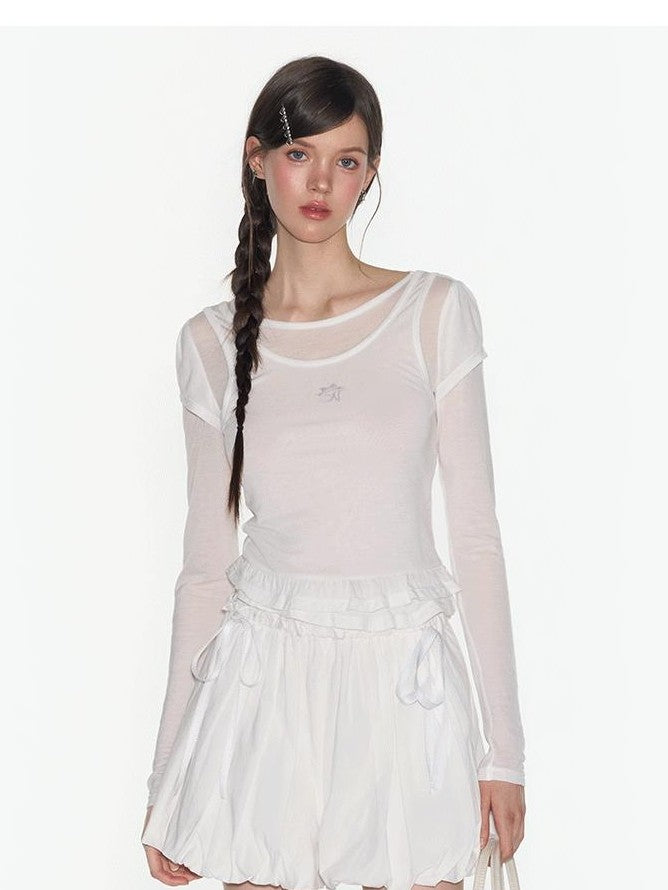 NAPSNAPS Ruffled Sheer Cutout Slim Women&
