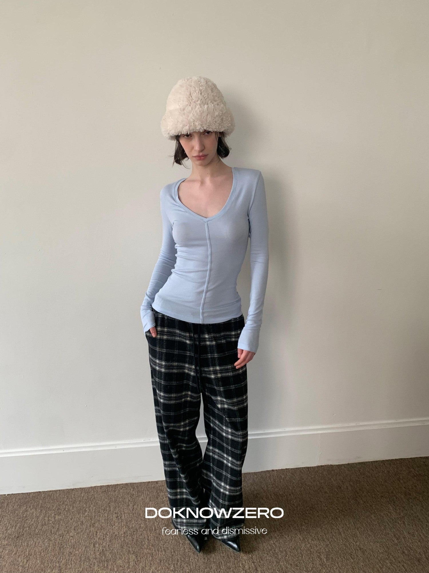 DKZ OFFICIAL Black Plaid Pockets Women&