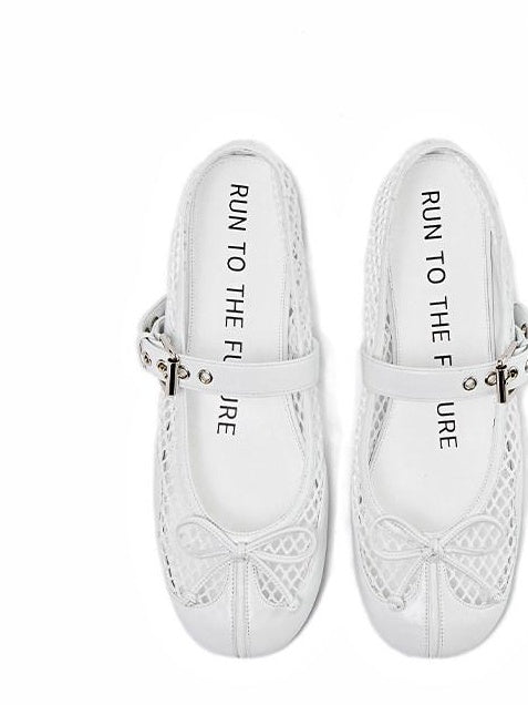 RUN TO THE FUTURE Breathable Cutout Slip On Casual Ballet Round Toe Lambskin Insole Flats