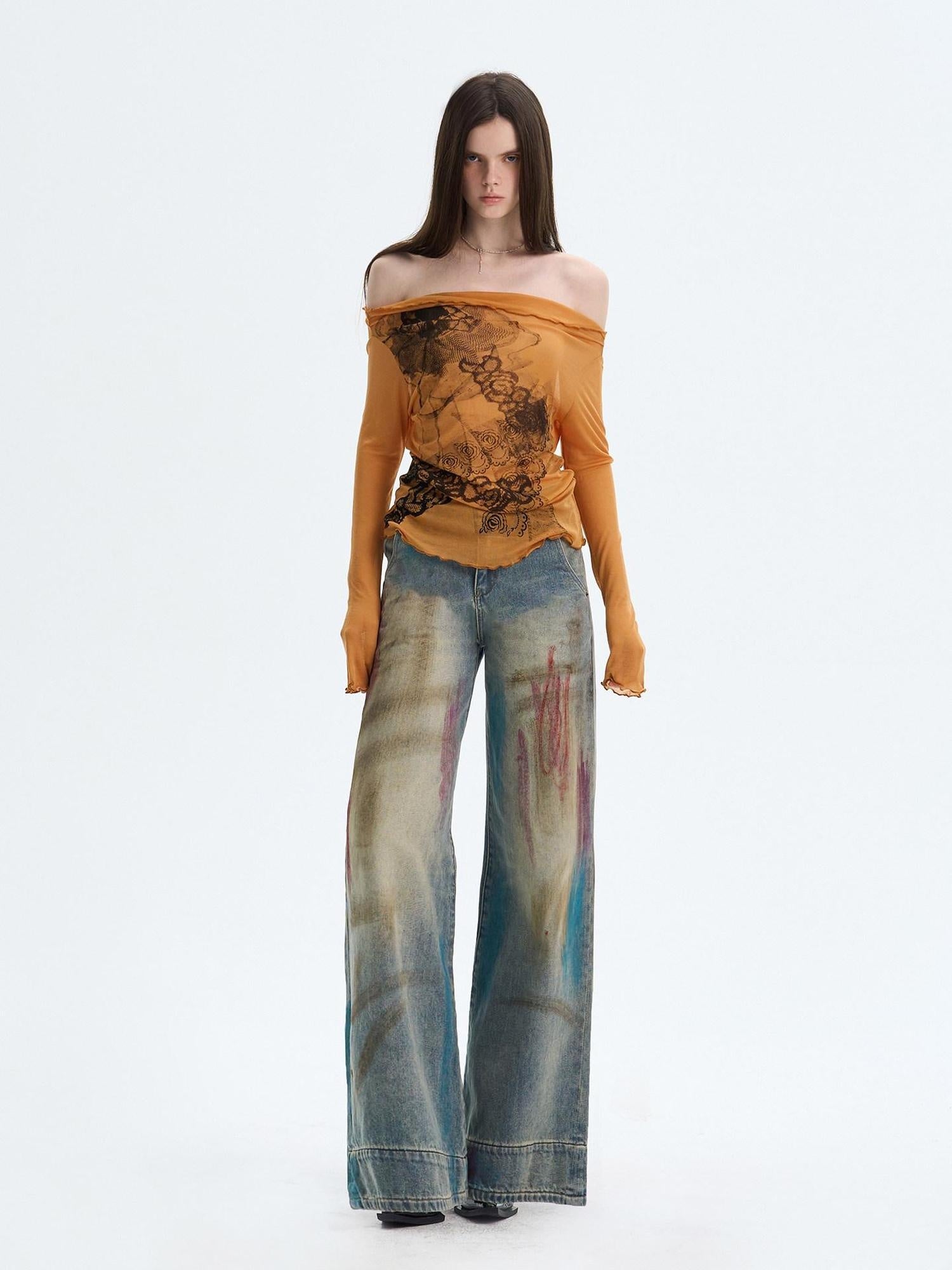 The NeverMore Washed Blue Button Fly Mid Rise Slight Stretch Sexy Straight Leg Jeans