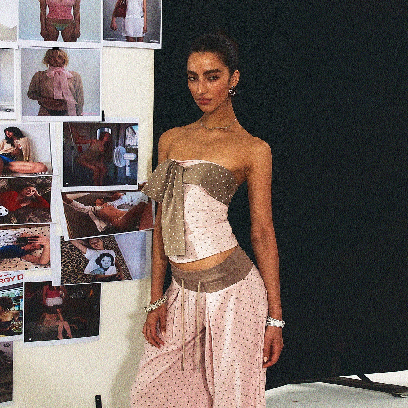 The_NeverMore_Polka_Dot_Cotton_Two_Piece_Colorblock_Sexy_High_Waist_Pants_Tube_Tops_MISSTT