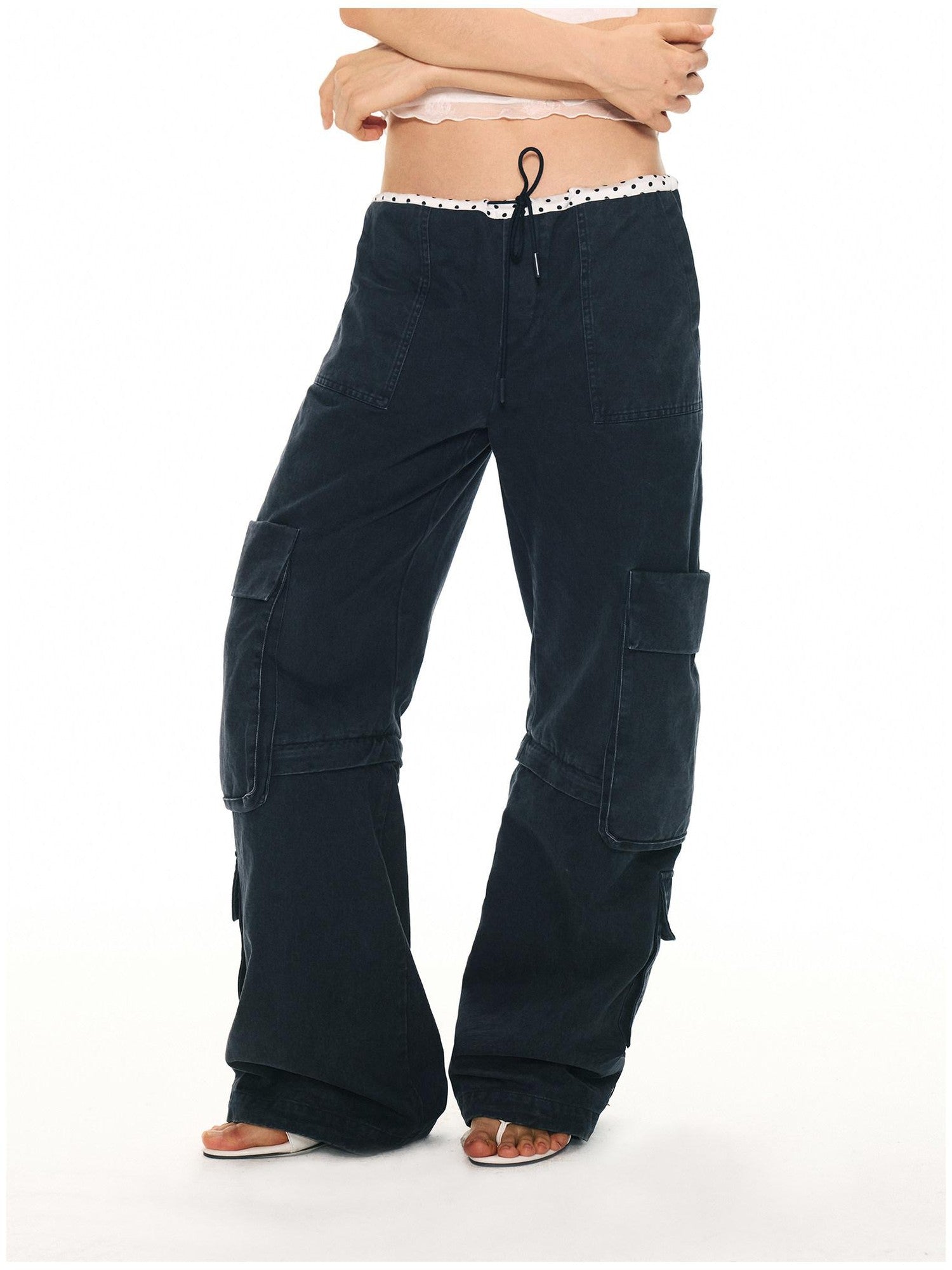 2th Desire Army Green Detachable Cargo Mid High Waist Vintage Women&
