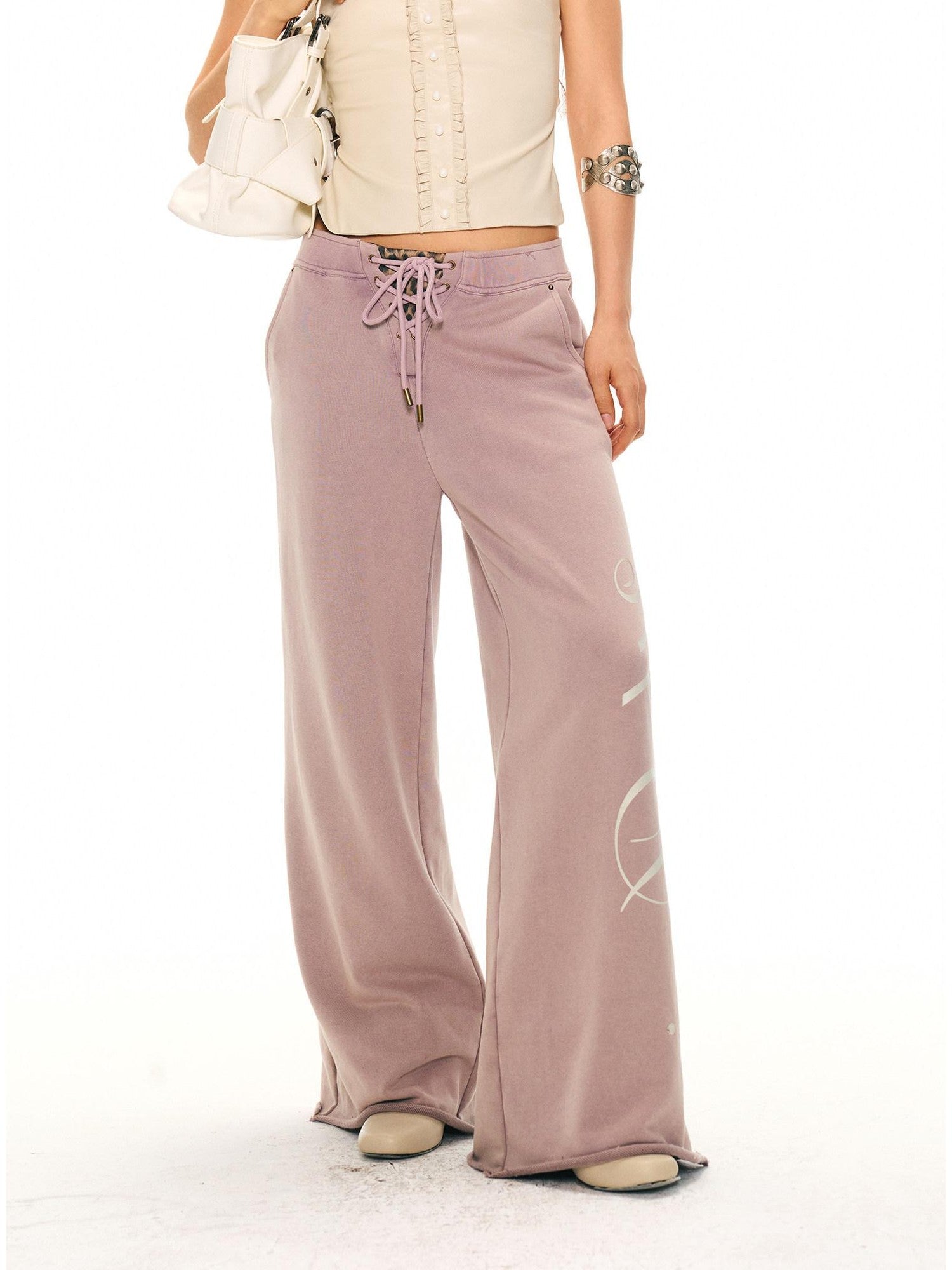 2th Desire Asymmetric Letter Print Leopard Patch Women&