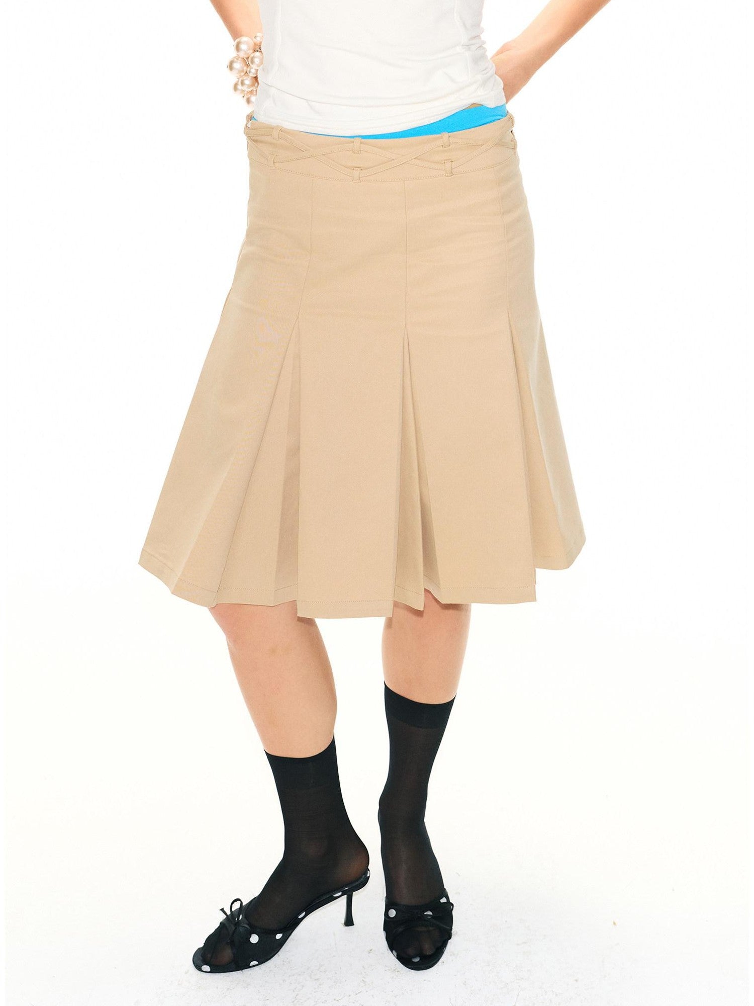 2th Desire Camouflage Pleated Punk Low Waist Women&