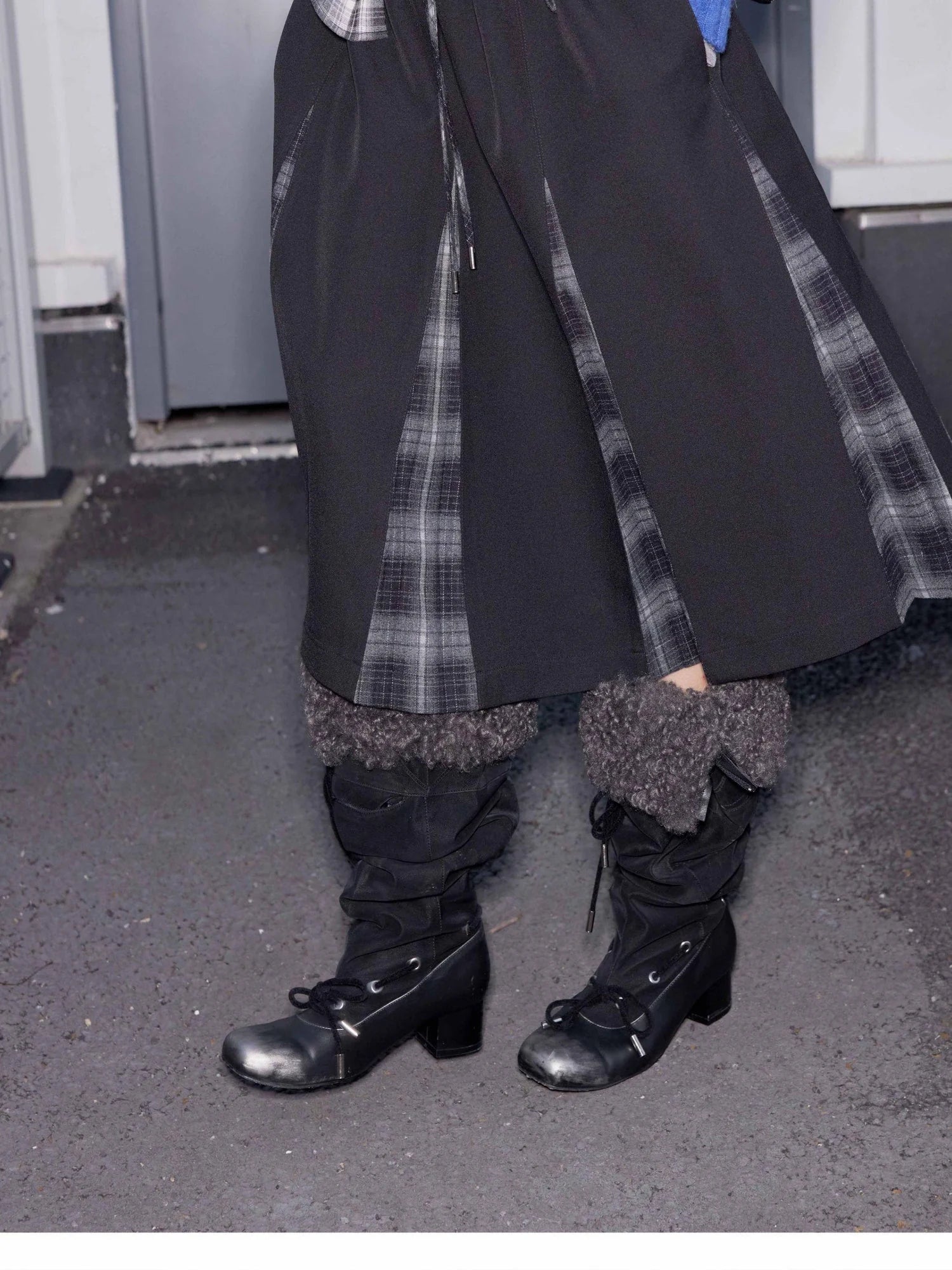 Detachable Faux Fur Collar Stacked Ballet Boots