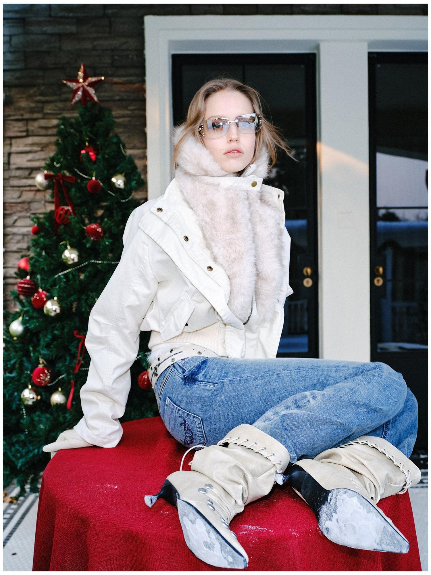 2th Desire Detachable Fur Collar Vintage Slim 100% Cotton Womens Zipper Cropped Jackets