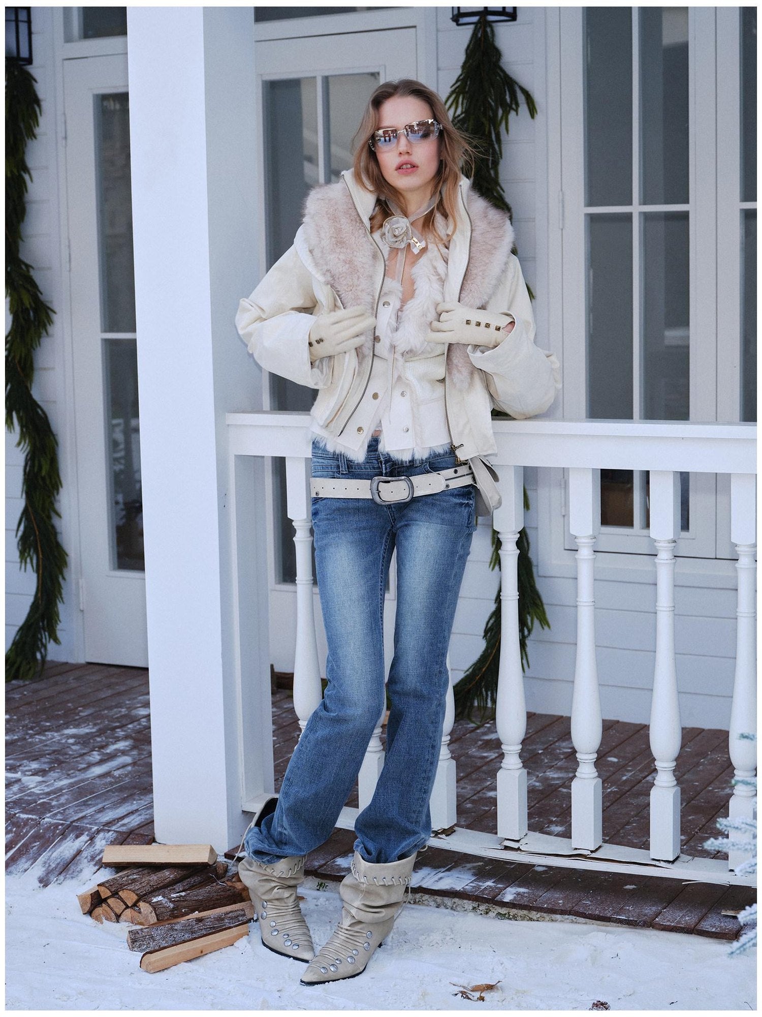 2th Desire Detachable Fur Collar Vintage Slim 100% Cotton Womens Zipper Cropped Jackets