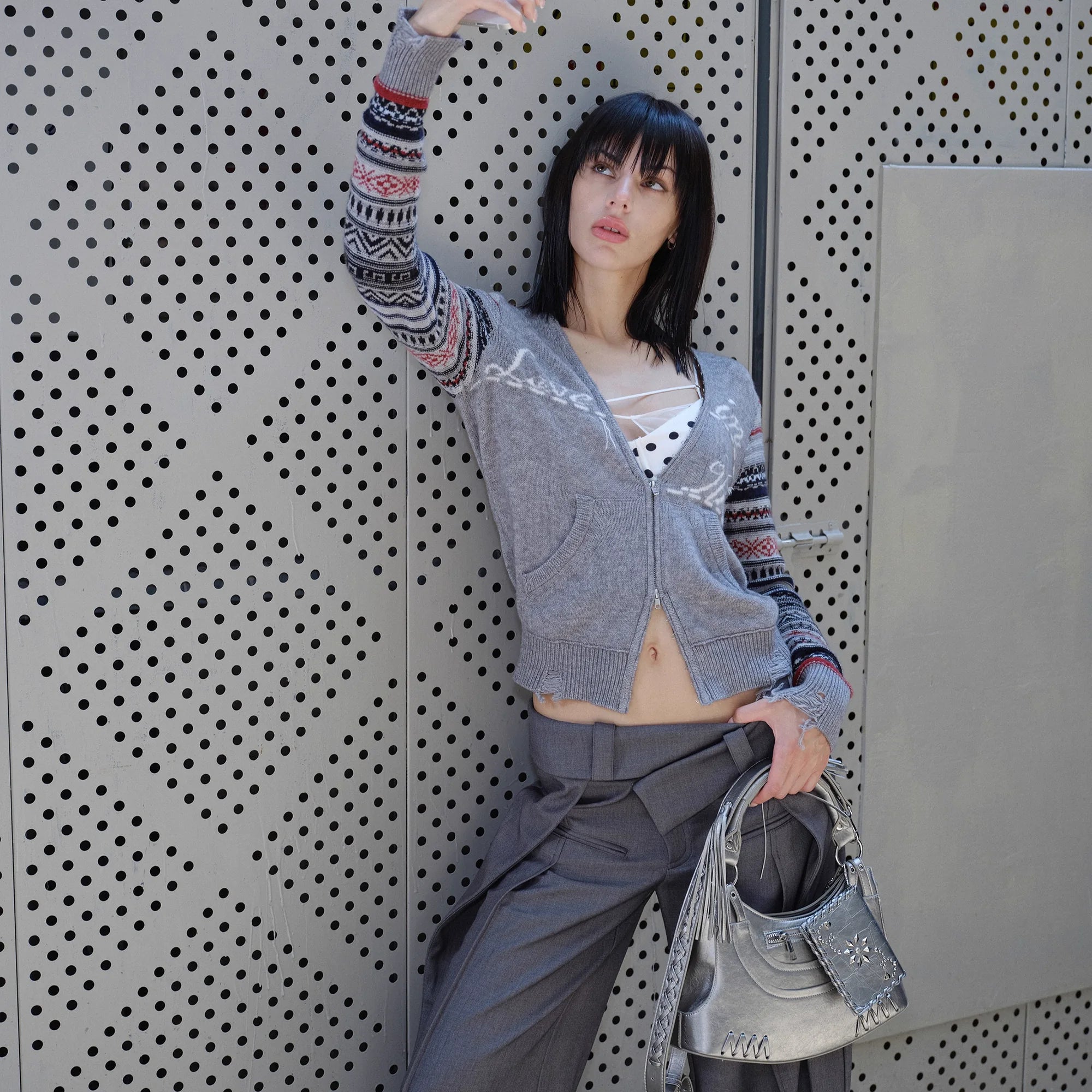 2th_Desire_Fair_Isle_Sleeve_Tassel_Letter_Slim_Zipper_Cardigan_MISSTT