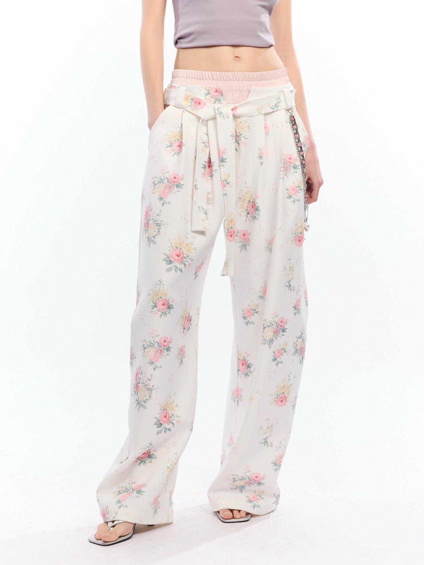 2th Desire Floral Patchwork Double Waist High Waist Women&