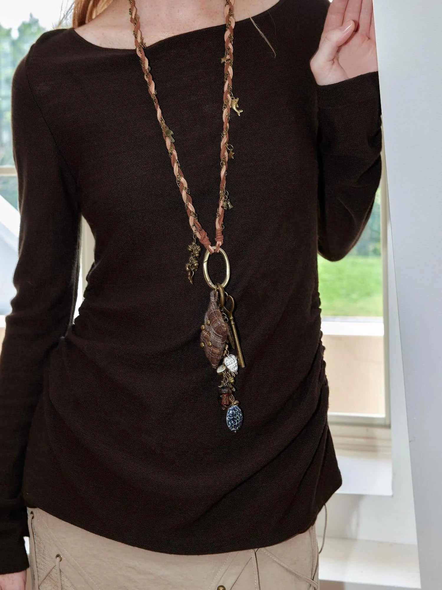 Handmade Punk Chunky Knit Layered Statement Necklace