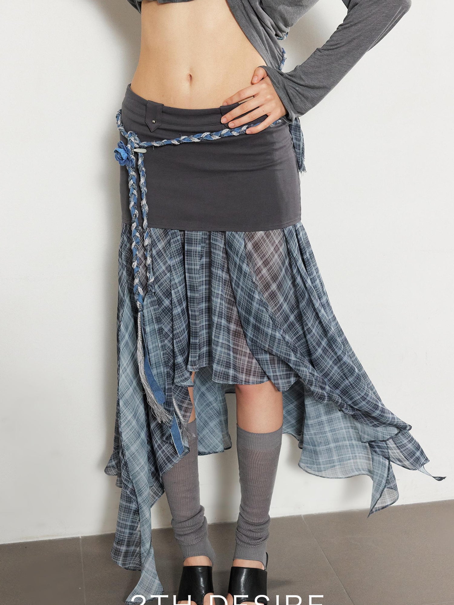 2th Desire Handwoven Linen Bohemian Beaded Stone Rope Belt