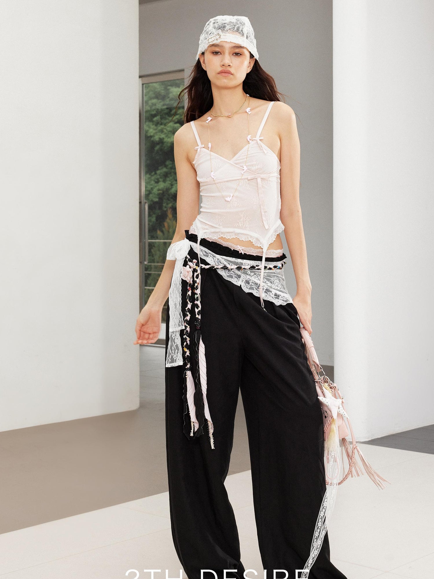 2th Desire Handwoven Linen Bohemian Beaded Stone Rope Belt