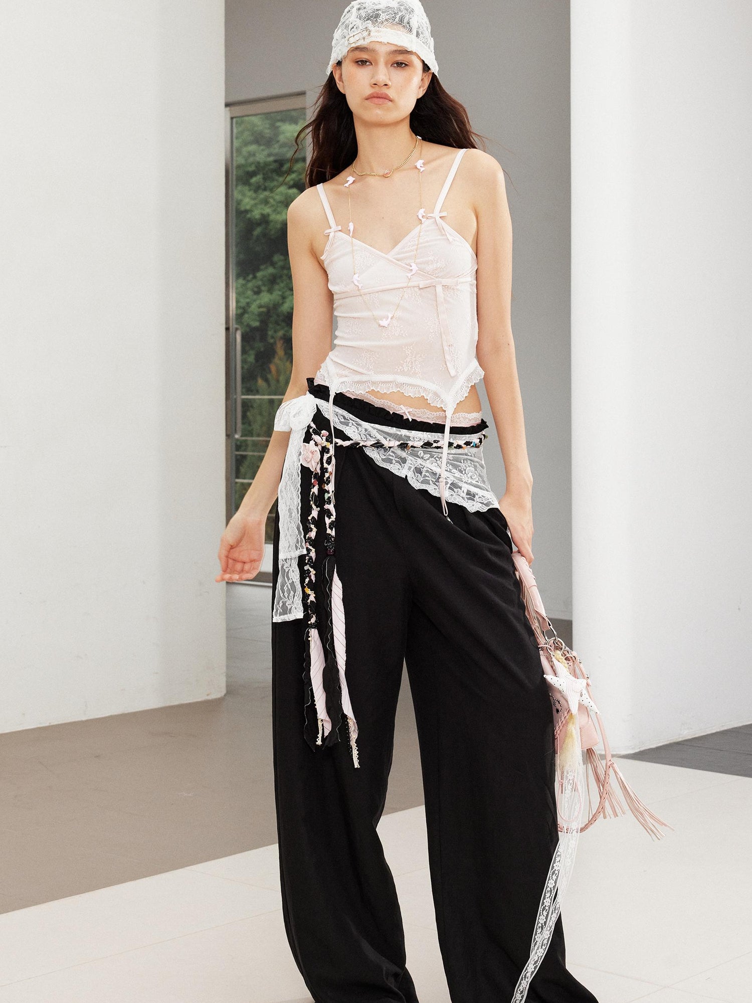 2th Desire Handwoven Linen Bohemian Beaded Stone Rope Belt