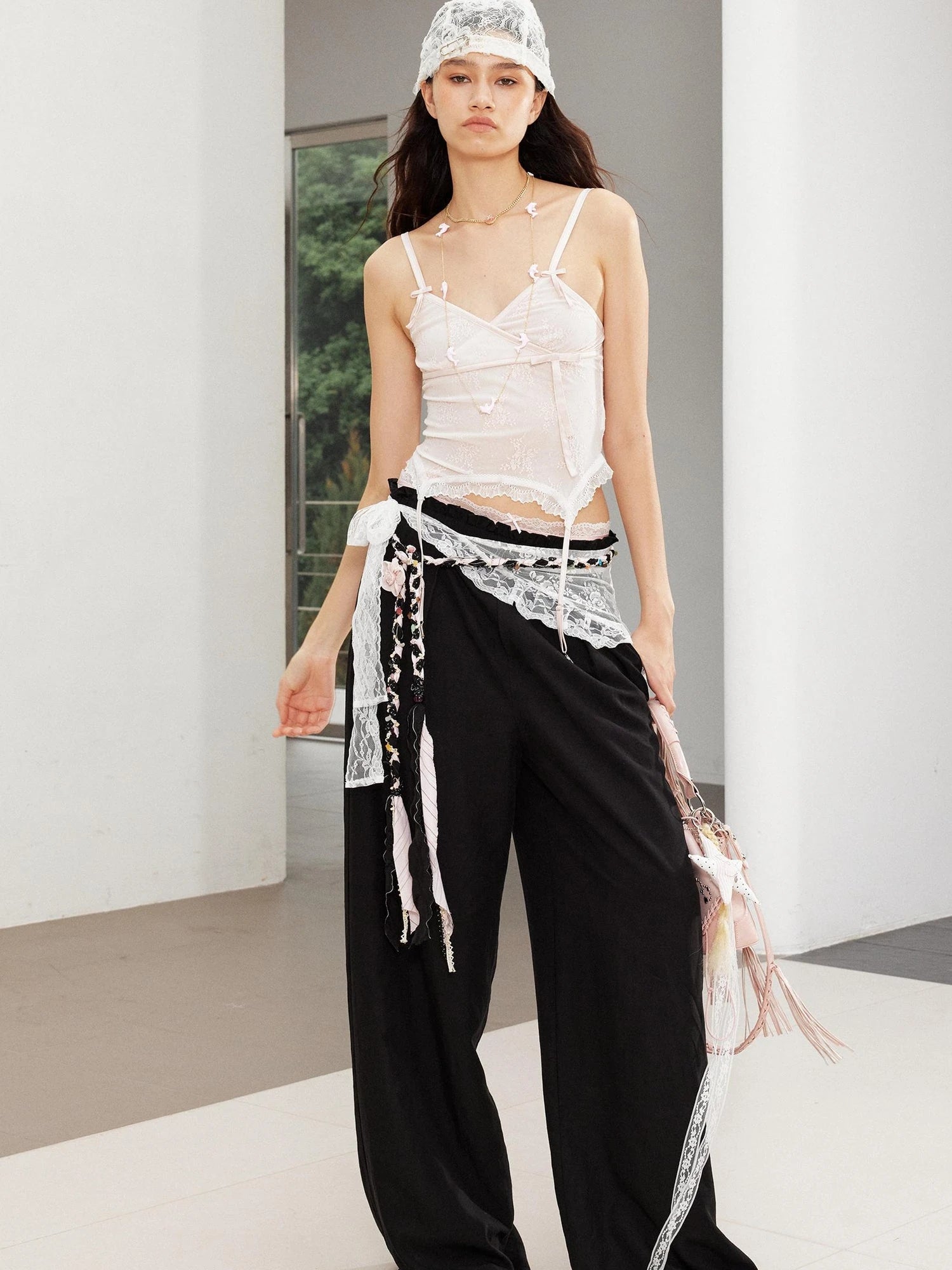 Handwoven Linen Bohemian Beaded Stone Rope Belt