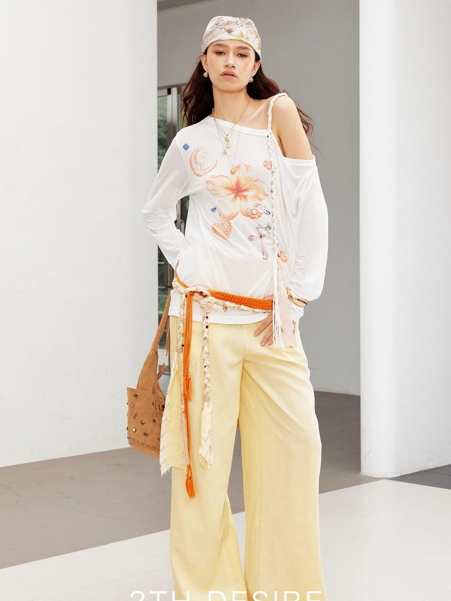 Handwoven Linen Bohemian Beaded Stone Rope Belt