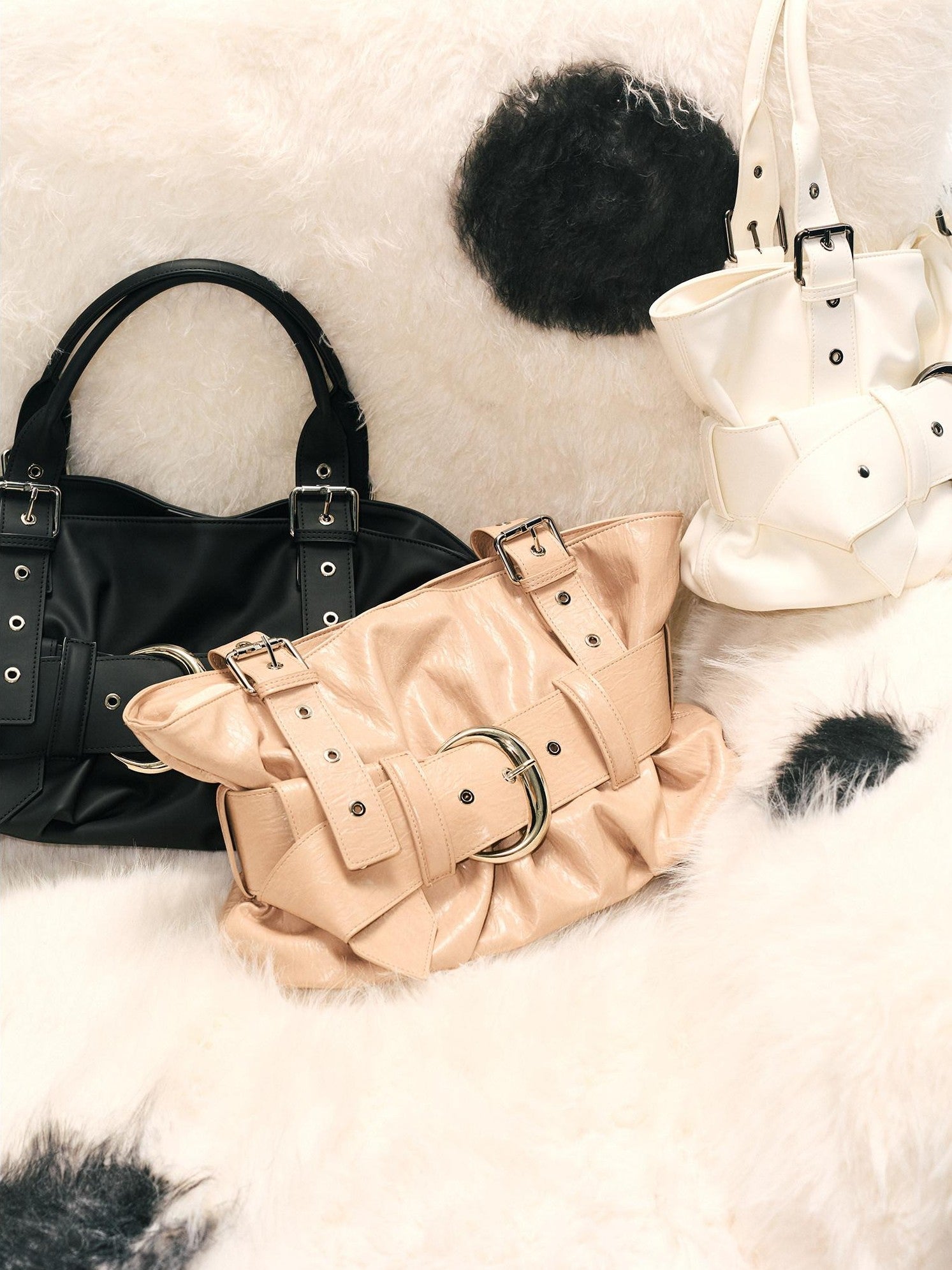 2th Desire Jelly Texture Large Metal Square Buckle Large Capacity Women&