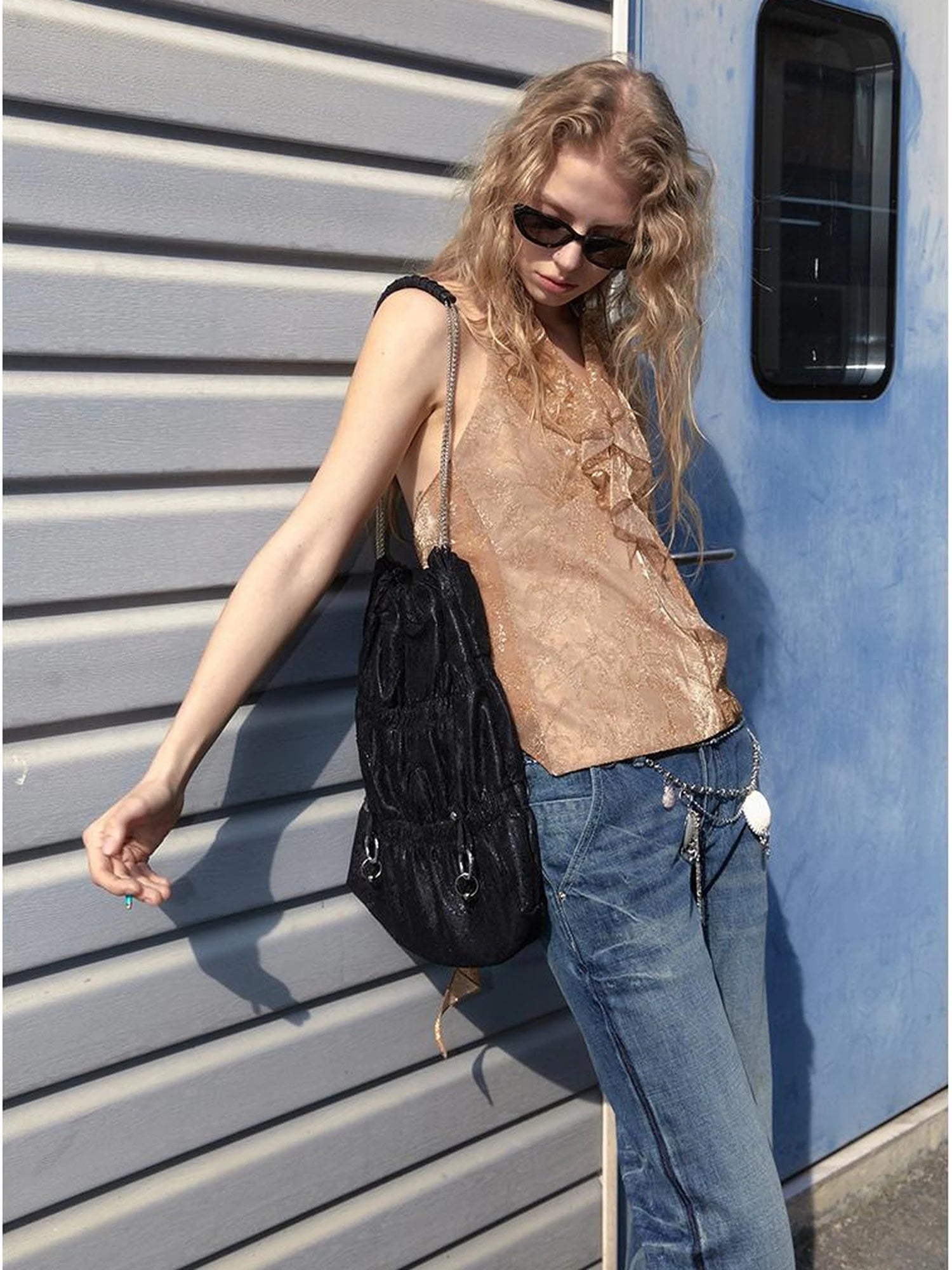 Lace Back Halter Neck Camisole Top