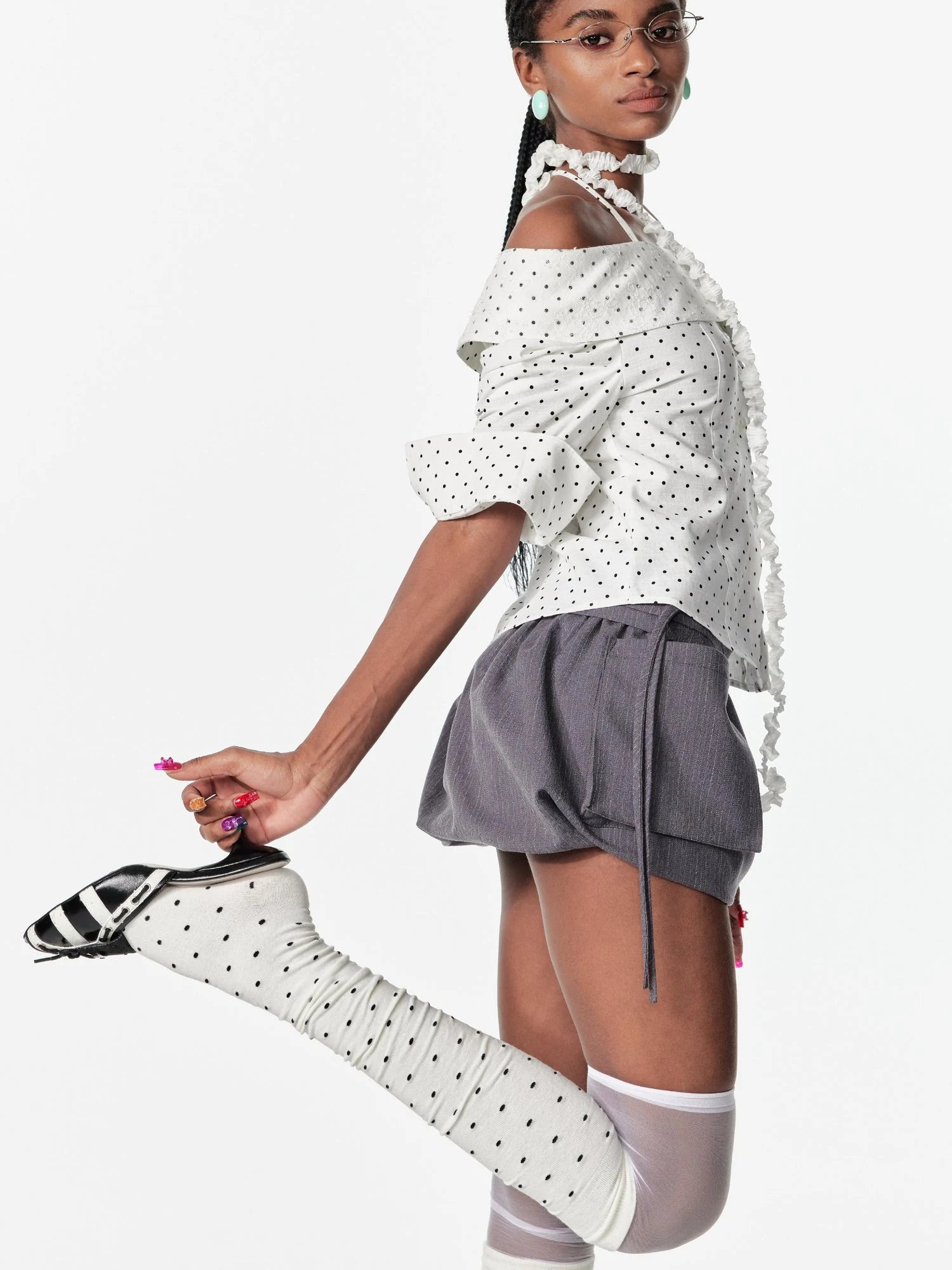 Low Heel Strappy Lace Peep Toe Color Block Sandals