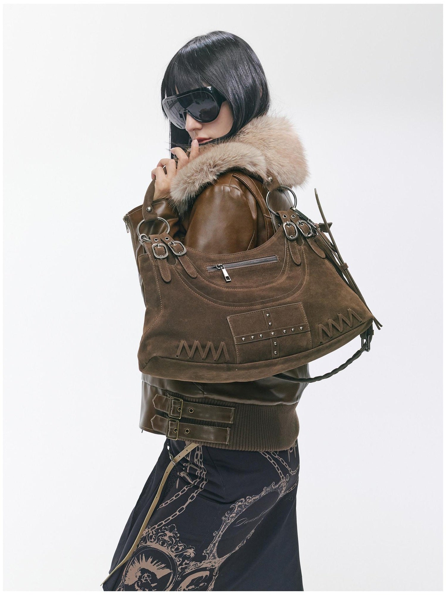 2th Desire Original Design Square Biker Women Single Strap Zipper Crossbody Shoulder Bags