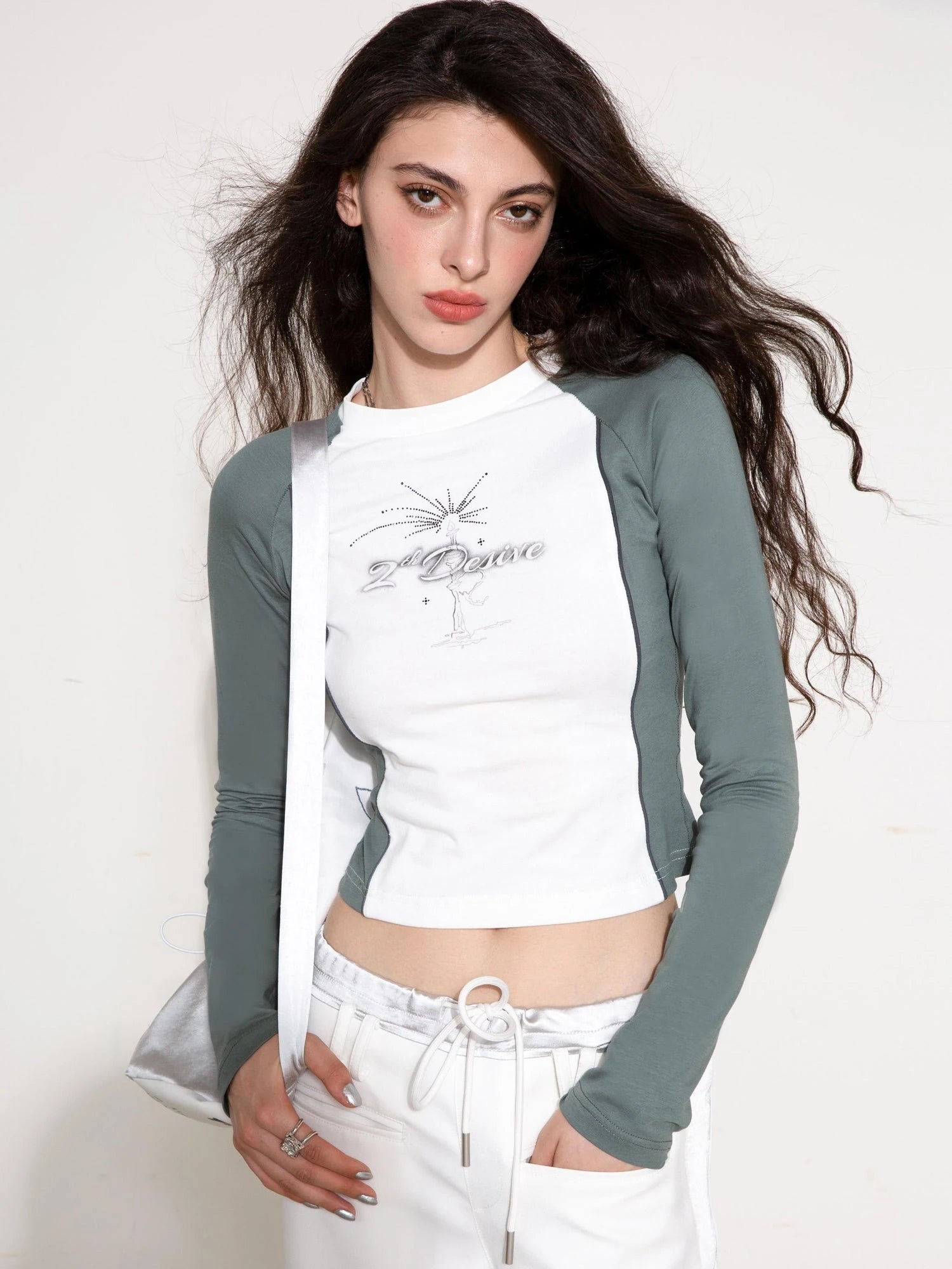 Phantasmagoria Cotton Blend Collection V-neck T-shirt Long Sleeve