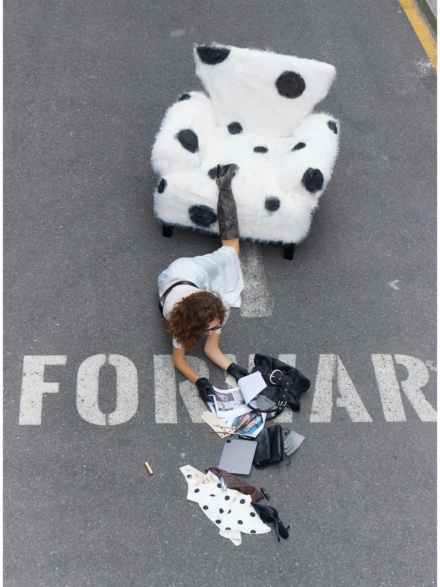 2th Desire Polka Dot Slim Fit Faux Two Piece Women&