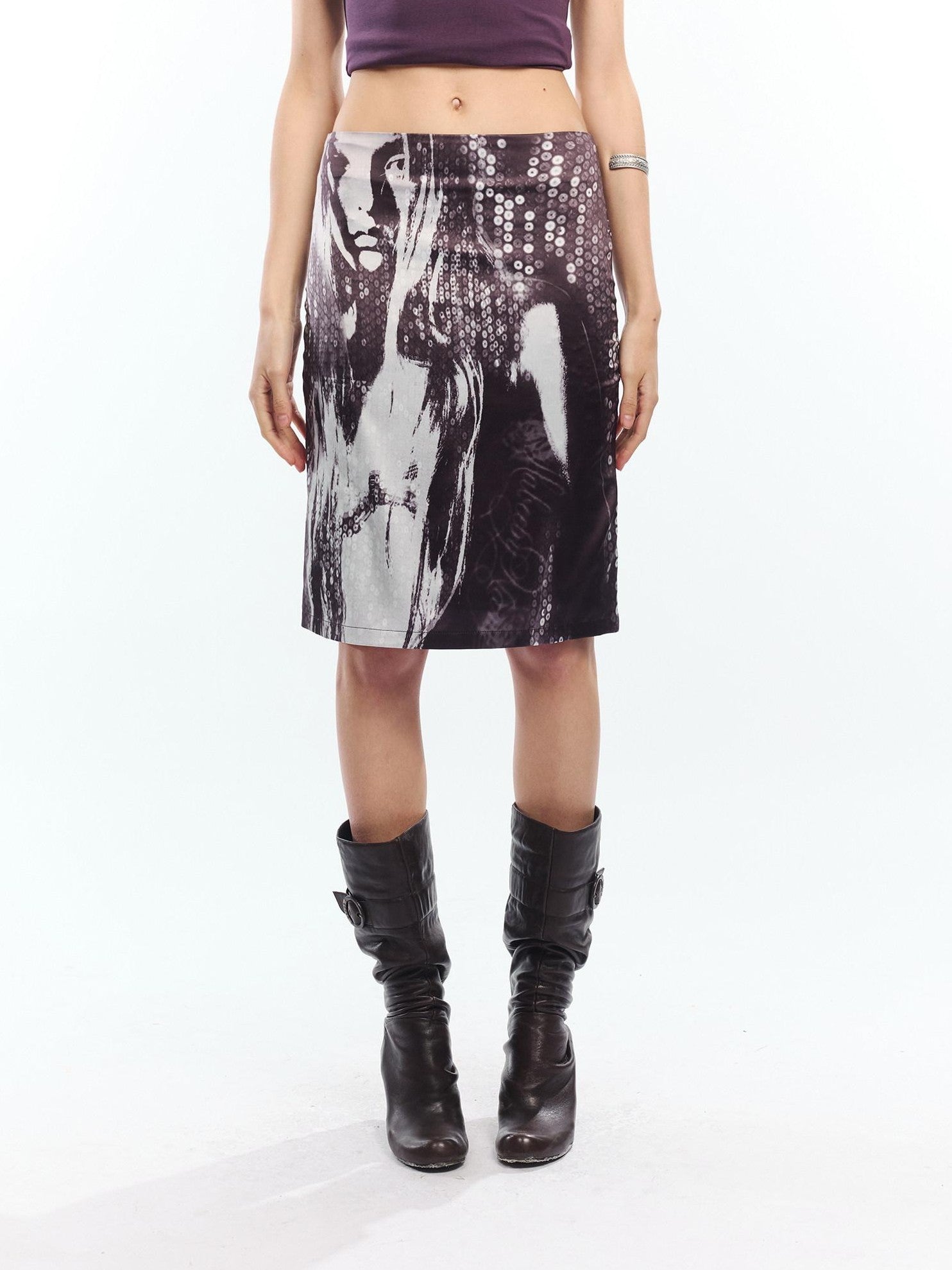 2th Desire Punk Newspaper Print Reversible High Waist Straight Women&