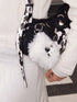 Punk Studded Horsehair Leather Crossbody Bag With Detachable Keychain