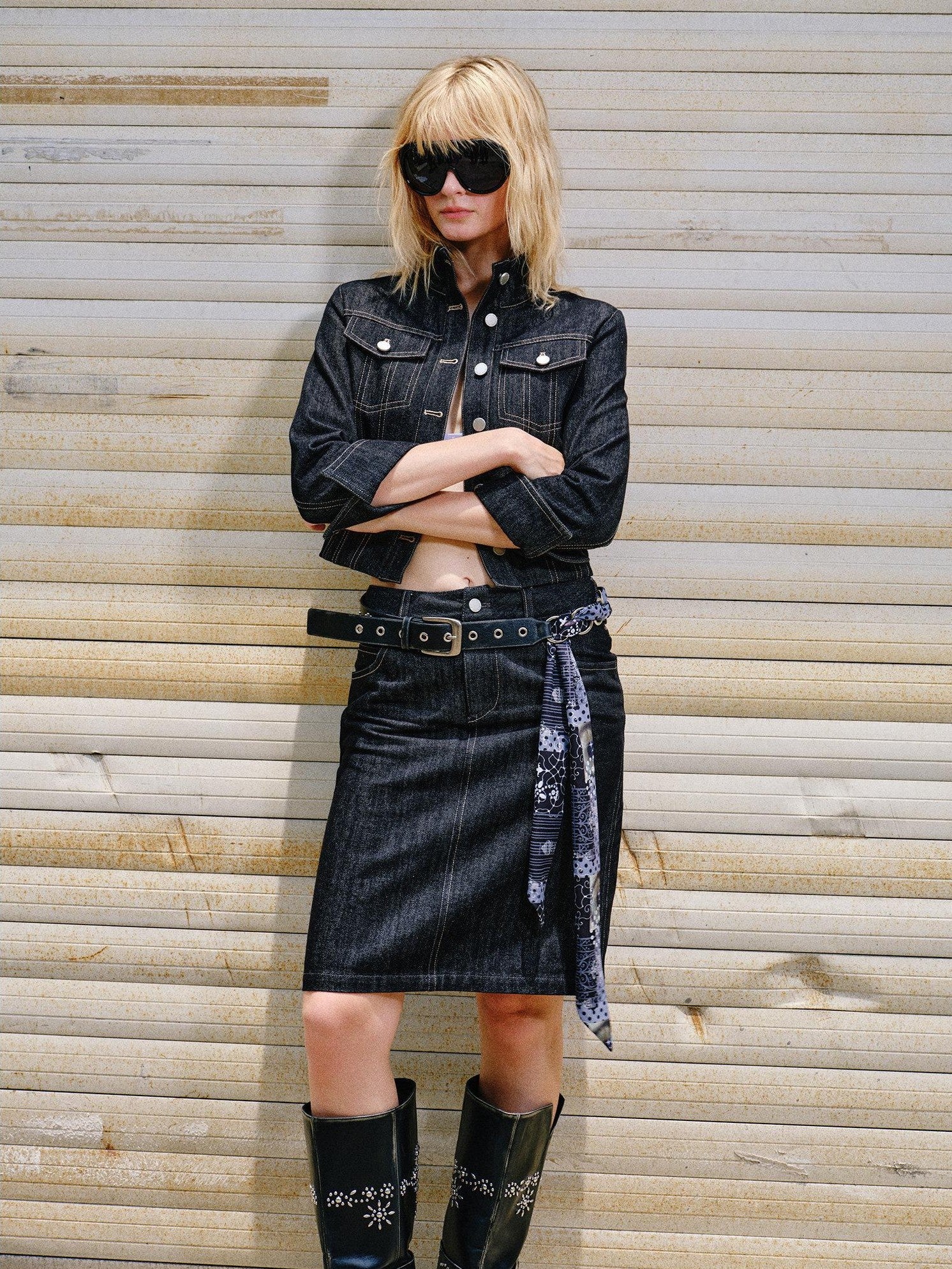 2th Desire Raw Denim Embroidered Washed Punk Women&