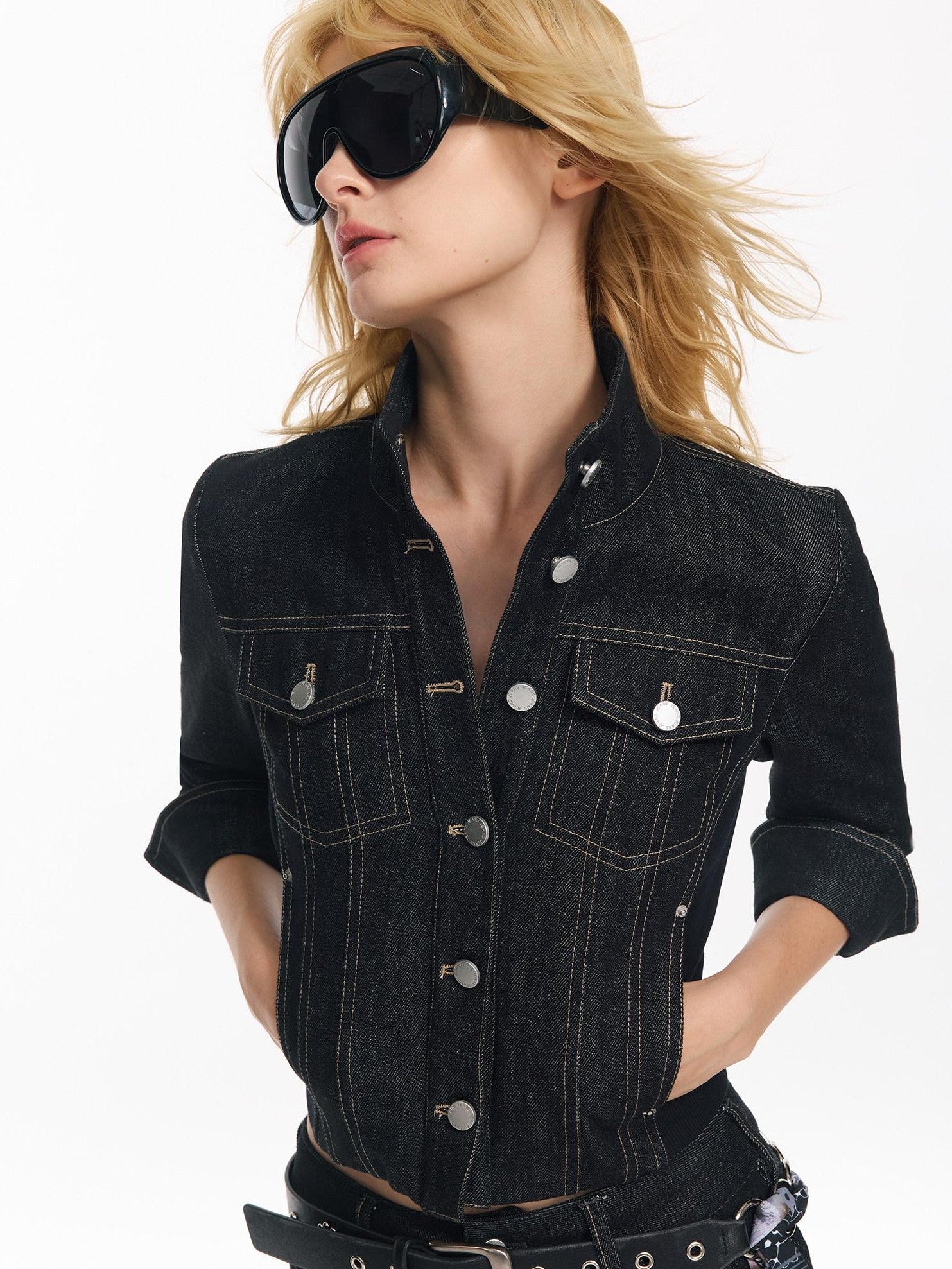 2th Desire Raw Denim Embroidered Washed Punk Women&